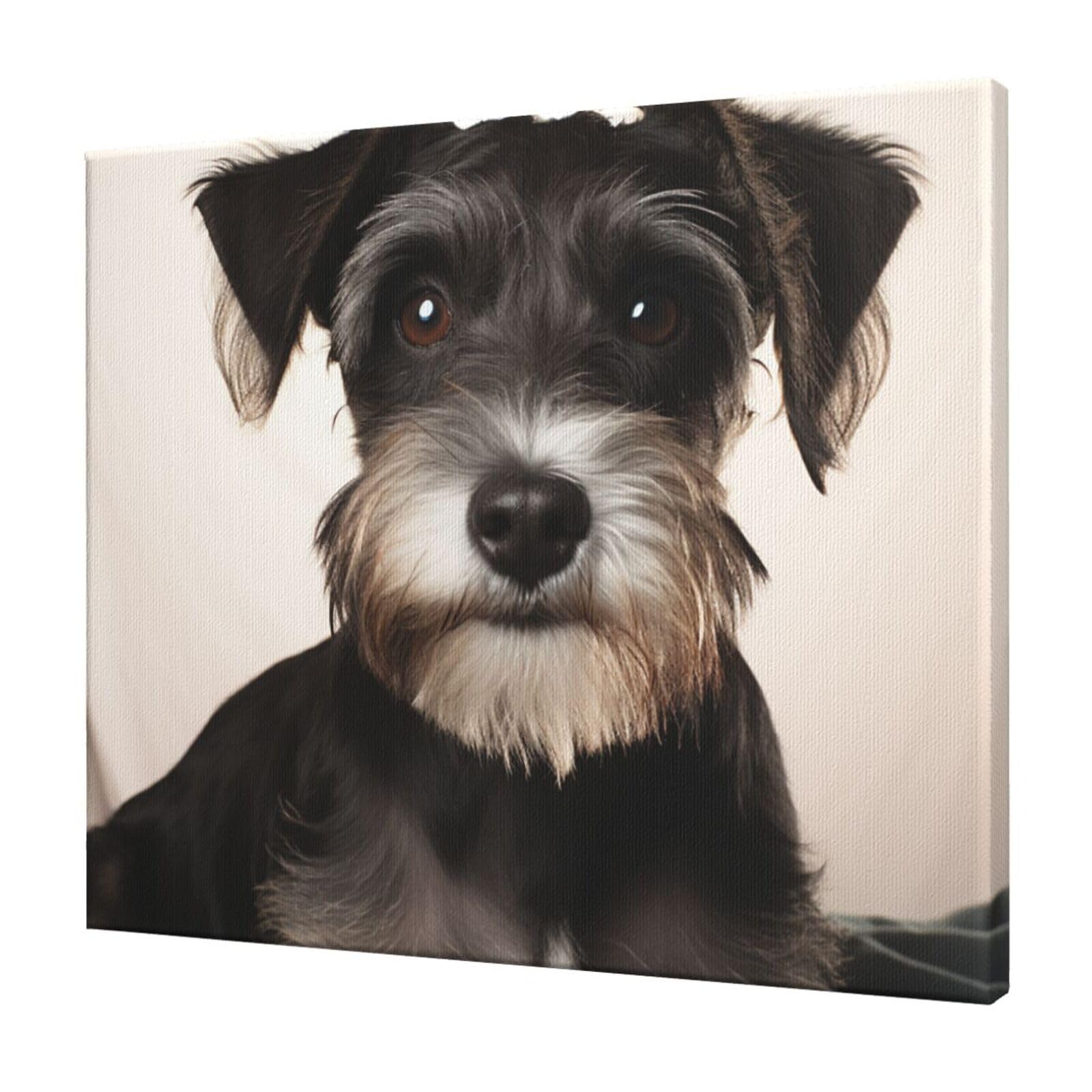 FodPand Cute schnauzer Canvas Wall Art for Living Room Wall Decor 20"x24" Modern Artwork Painting Pictures Hanging Canvas Prints Aesthetic Wall Art for Bedroom Bathroom Office Wallart Decor