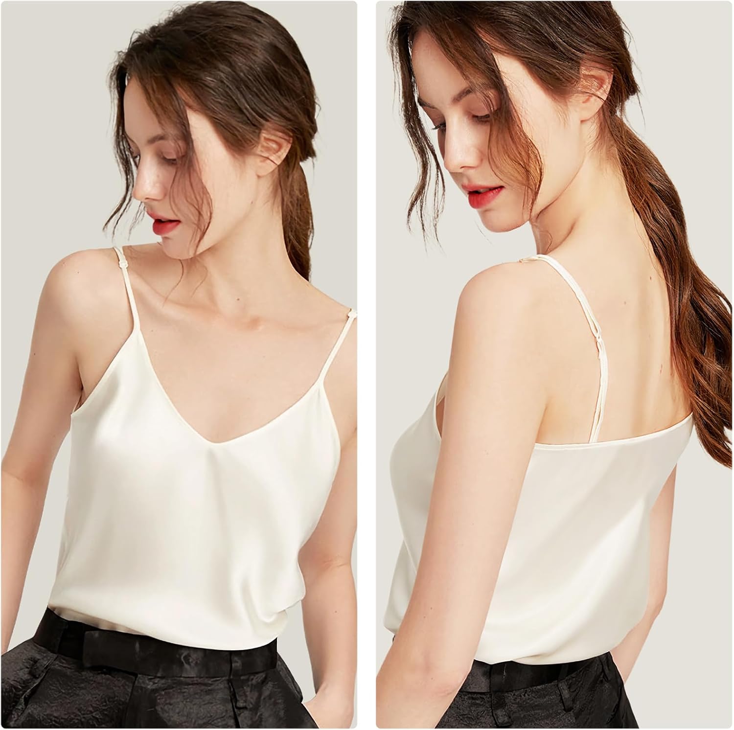 SIIK 100% Mulberry Silk Tank Tops for Women Camisoles & Tanks Basic Layer Cami Lingerie Shirt - Image 2