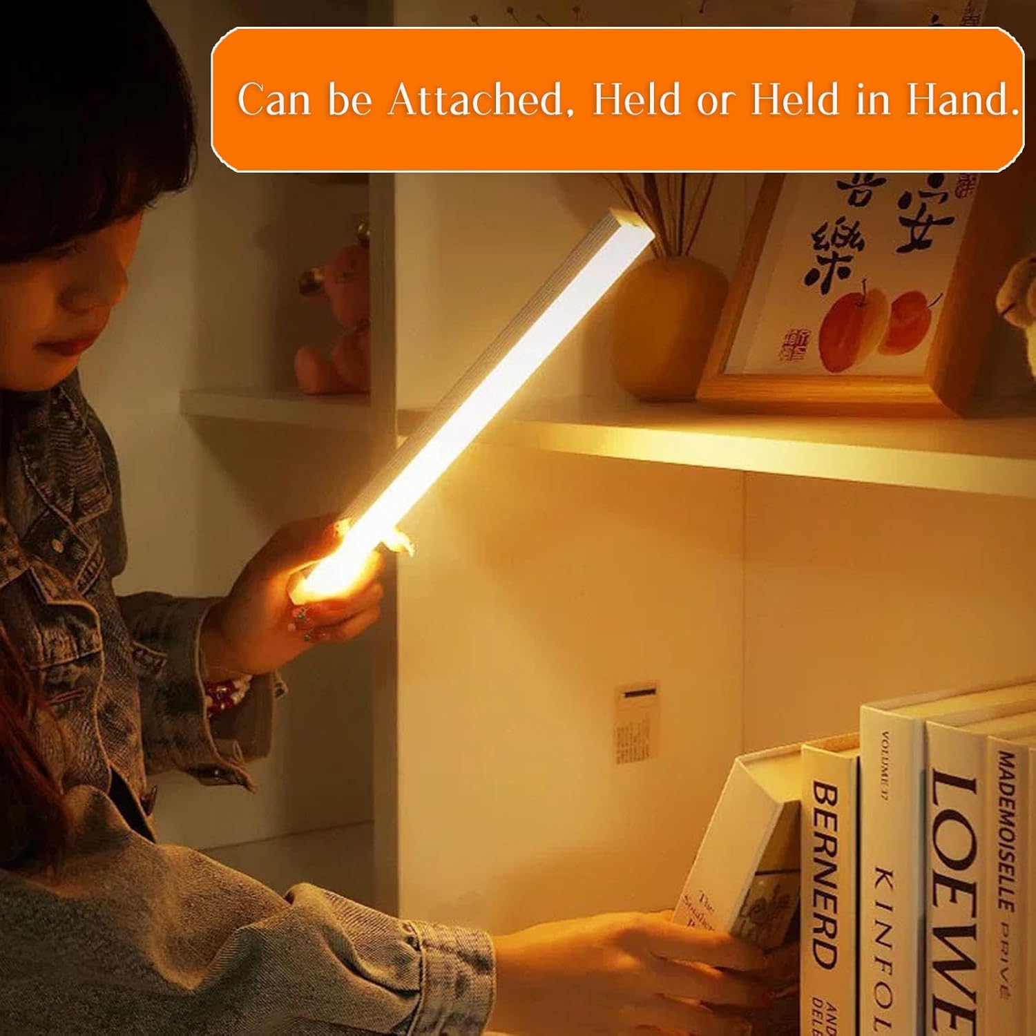 Punch-Free Smart Sensor Magnetic Rechargeable Led Lights, Auto-Off, Quick Release for Easy USB Charging (19.7",White,5 PCS)