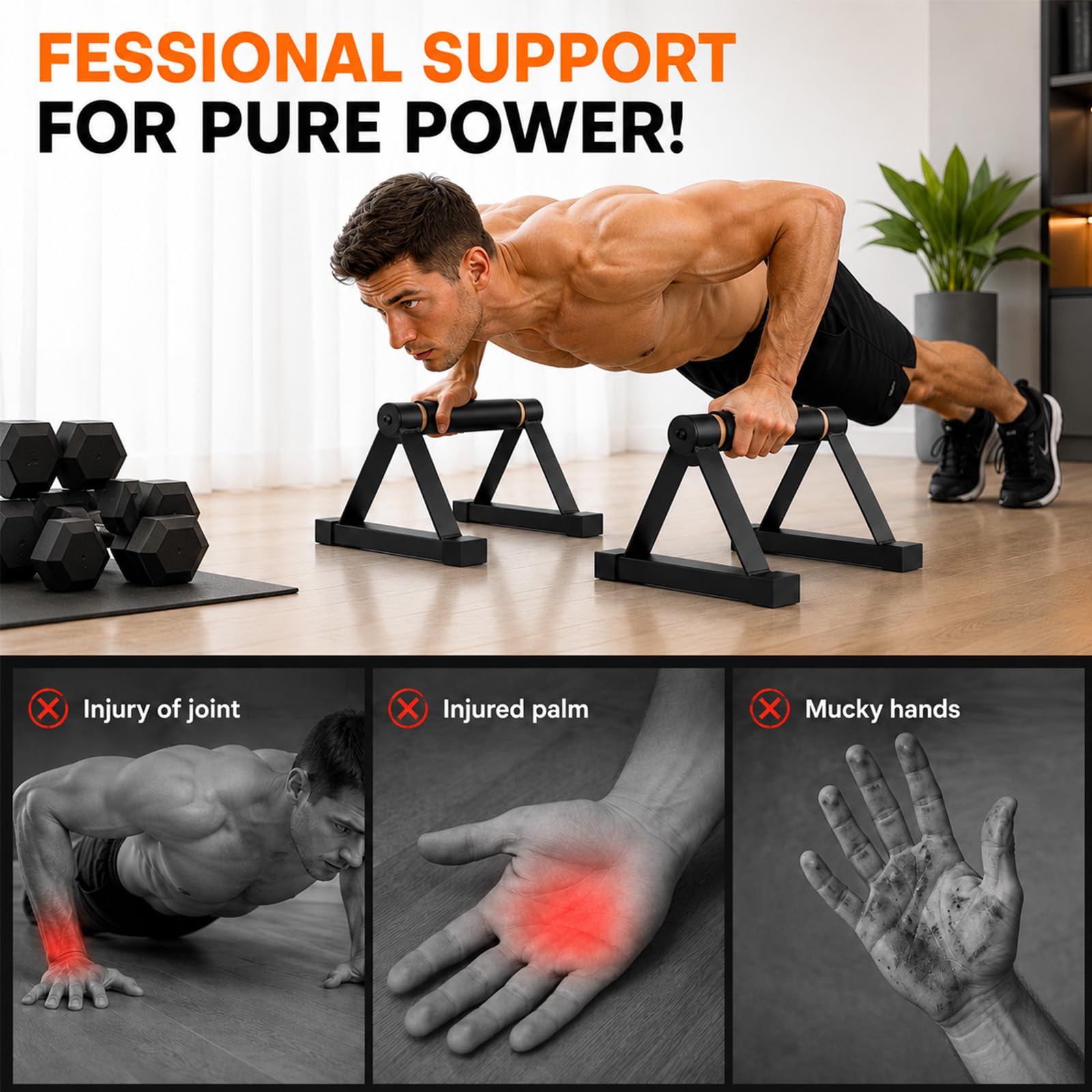 Set da 2 Parallettes Calisthenics in Legno, Maniglie Flessioni Antiscivolo