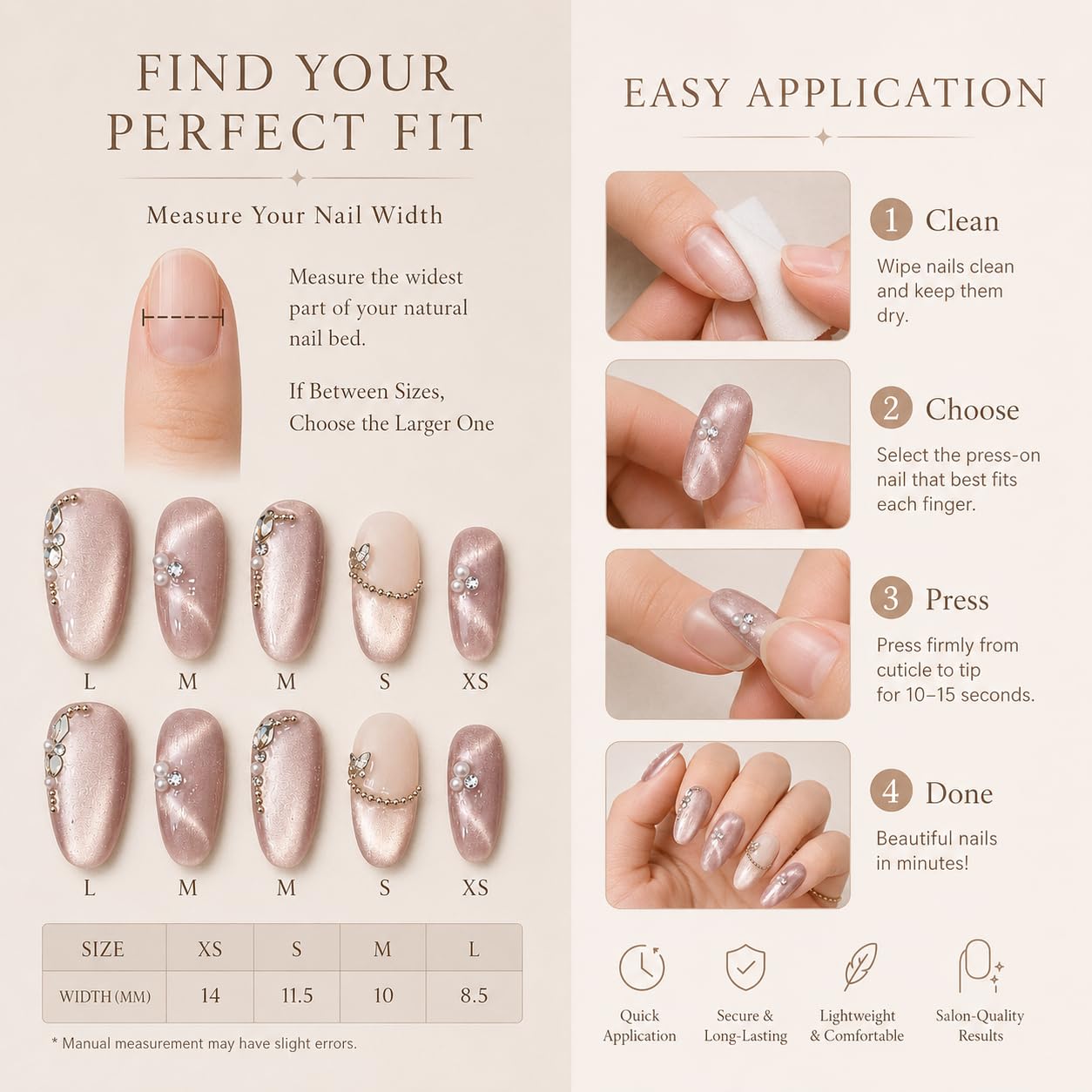 Handmade Press On Nails Short Almond Acrylic Nails Press Ons