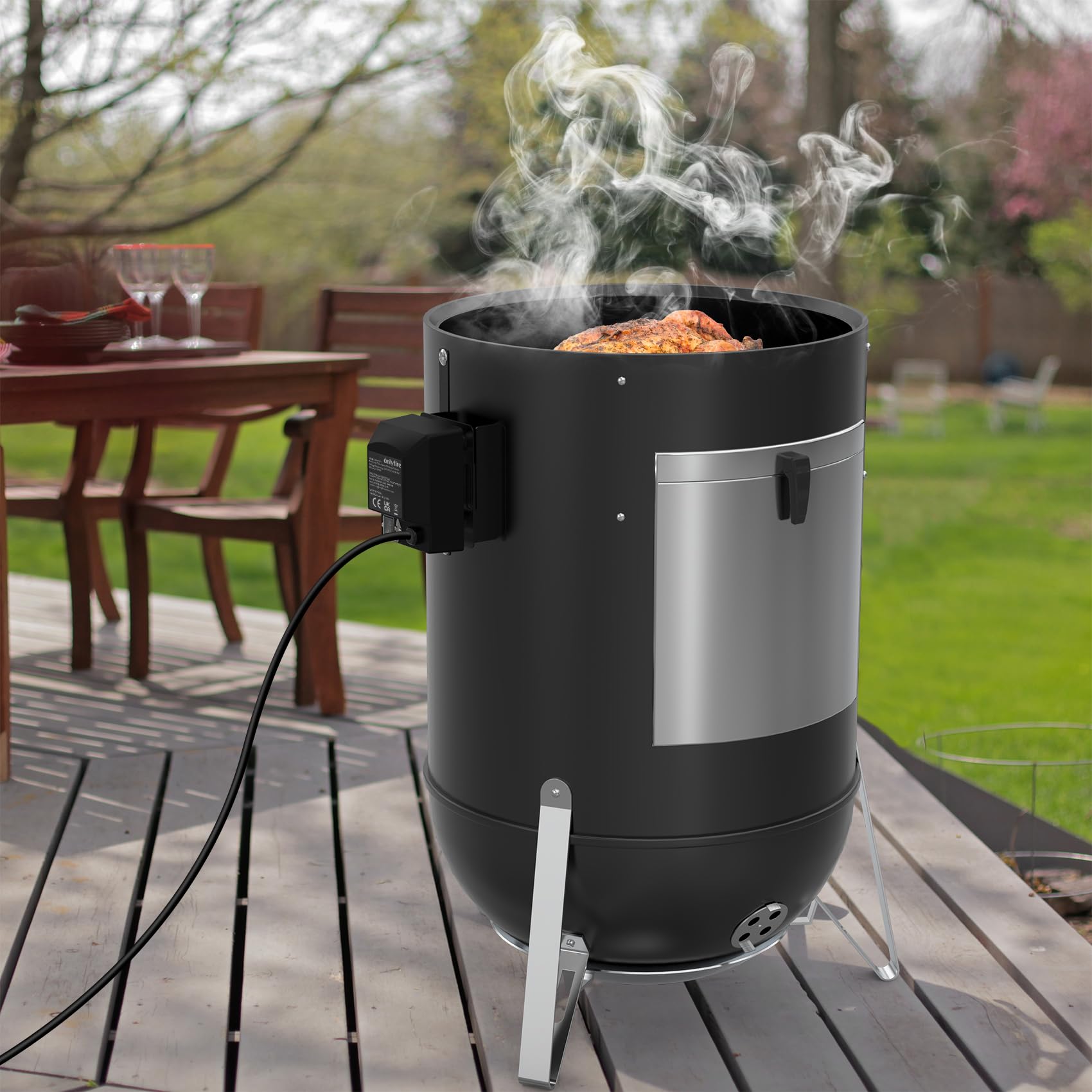 onlyfire BRK-6099 Girarrosto per Barbecue in Acciaio Inox per Weber WSM 57 cm Cooker, 220V - 240V