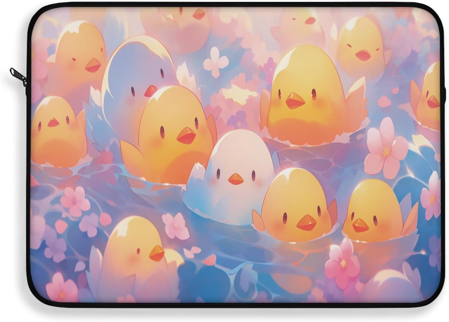Kawaii Ducks Laptop Sleeve 13–15 Inch – Cute Anime Duck Design, Tech Pouch, Soft Fleece-Lined Protective Tablet Cover for Students & Kawaii Lovers (15")