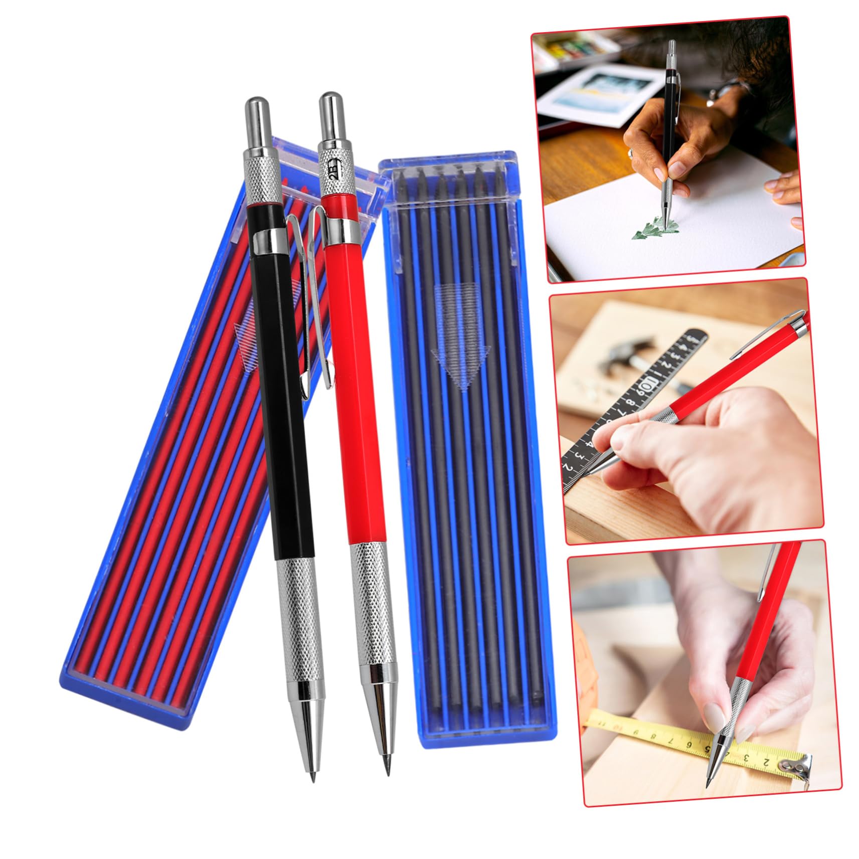 5ensembles Set De Crayons De Menuisier Mécaniques Avec Recharges Crayons De Traçage Automatiques Pour Projets De Construction Et Dessin