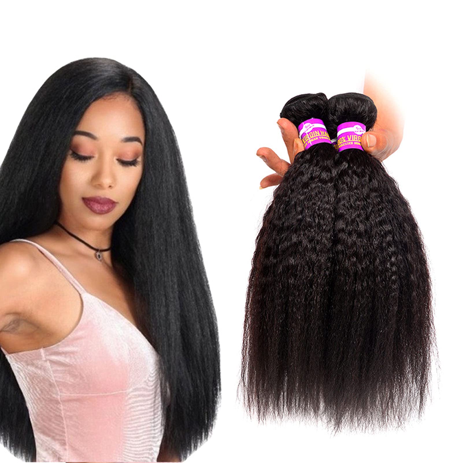 Capelli vergini peruviani crespi capelli umani lisci fasci di capelli tessere 100% estensioni dei capelli umani 8 10 12 pollici colore naturale