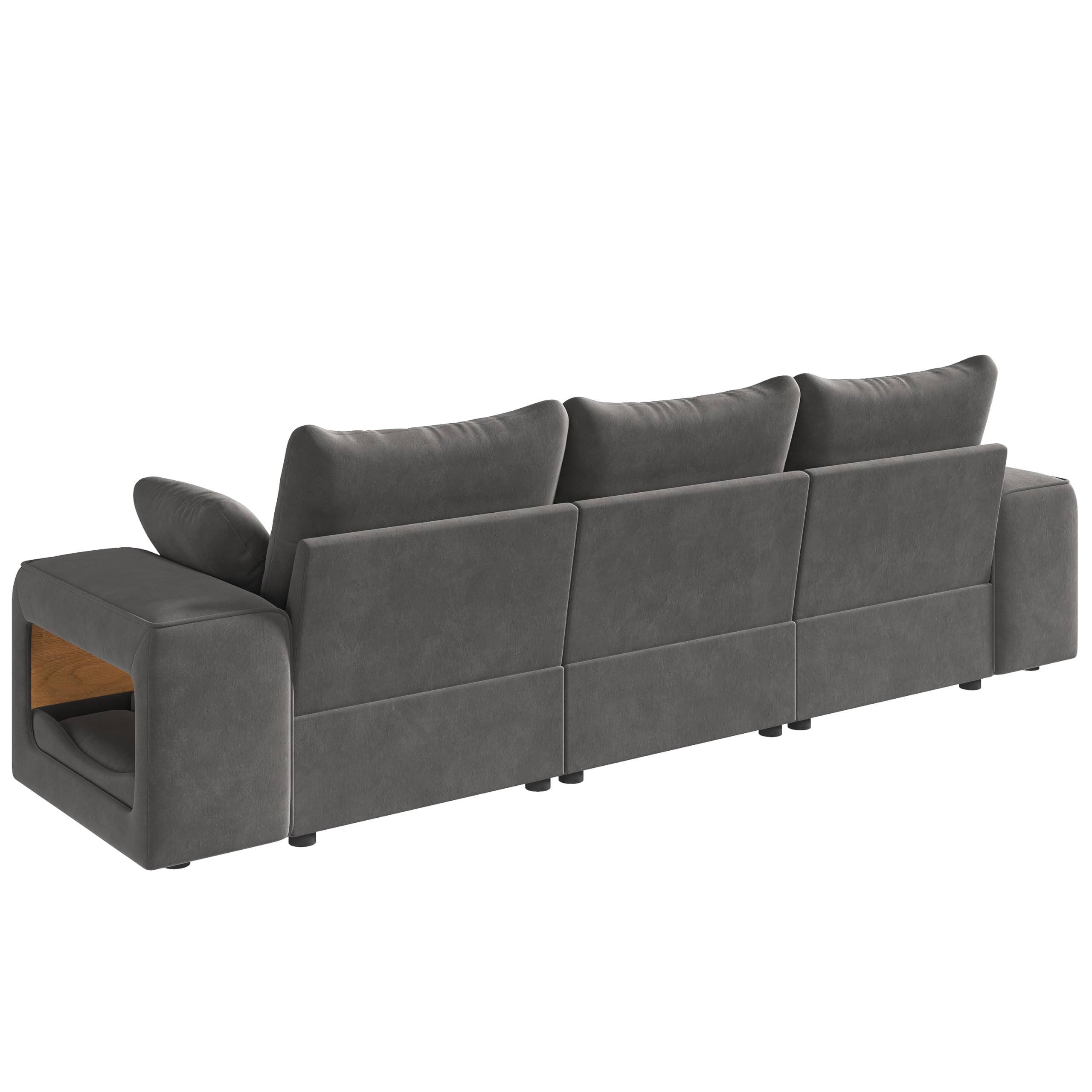 Moimhear Divano modulare moderno a 3 posti, braccioli larghi, contenitore (grigio)