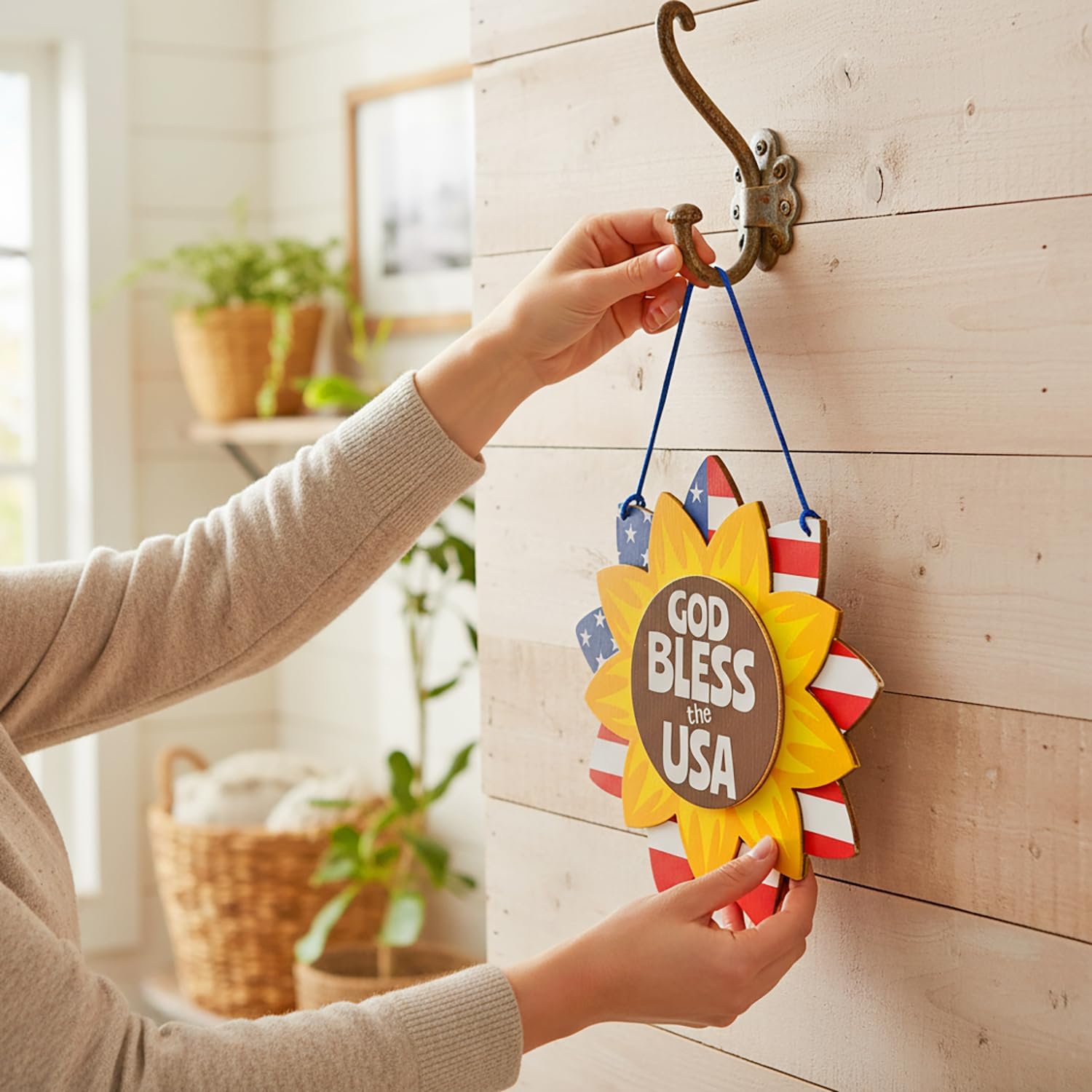Fun Express Patriotic God Bless the USA Sunflower Sign Foam Craft Kit - Makes 12