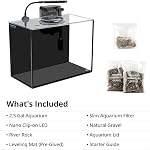 NICREW Nano Nature Aquarium Kit, 2.5 Gallon, Complete Version, Ultra-Clear Rimless Desktop Fish Tank with Filter, Light, Natural Gravel, River Rock and Starter Guide