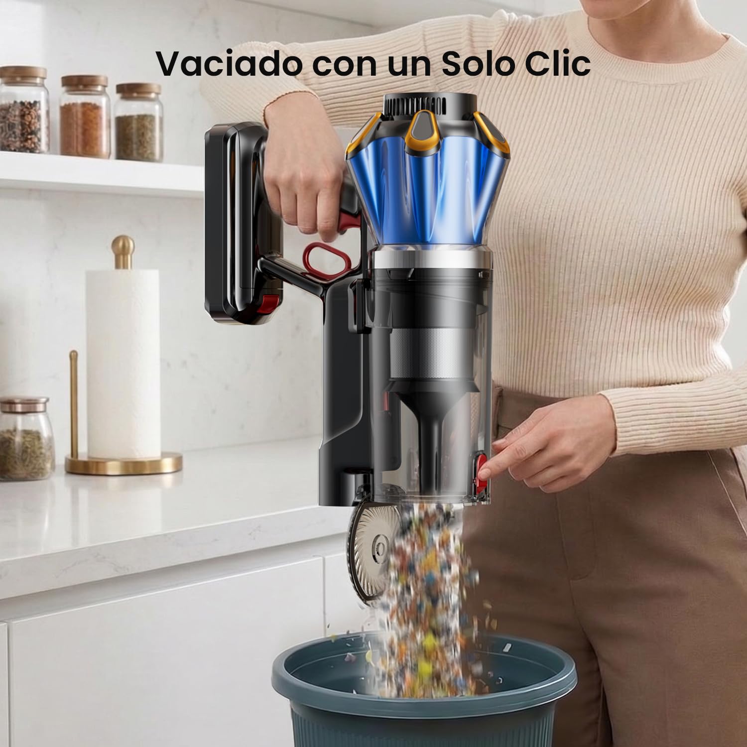 Aspiradora sin Cable 55KPa/650W/70Min Alfombras/Pelos Mascotas/Suelos Duros | Aspiradora Vertical sin Cable con Pantalla LED, Cepillo Anti-Enredos, Depósito 1,8L, Filtración 8 Etapas, Base de Carga Mural