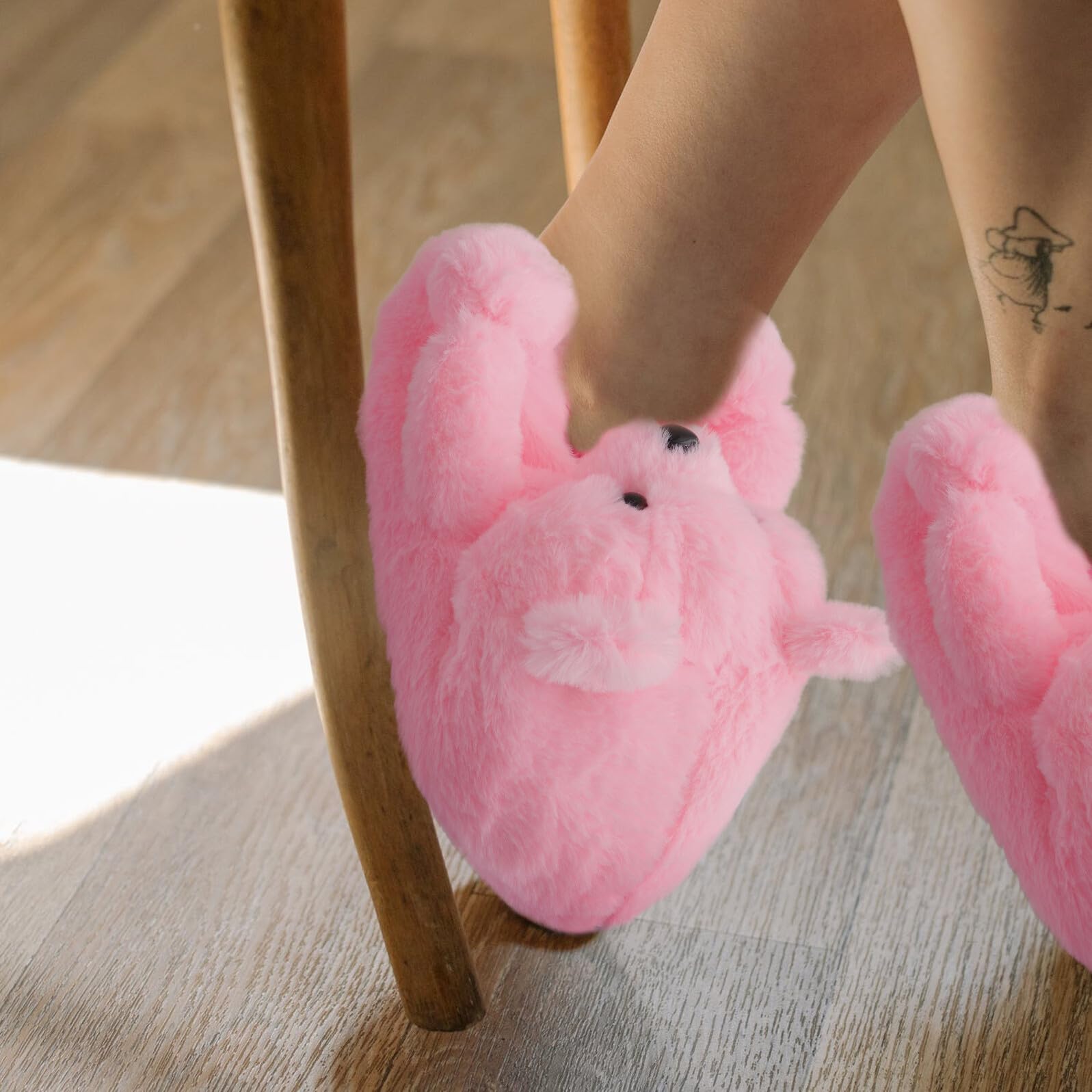 Pantofole Invernali da Donna in Peluche Pantofole Forma di Orso dei Cartoni Animati Calde e Antiscivolo per Interni