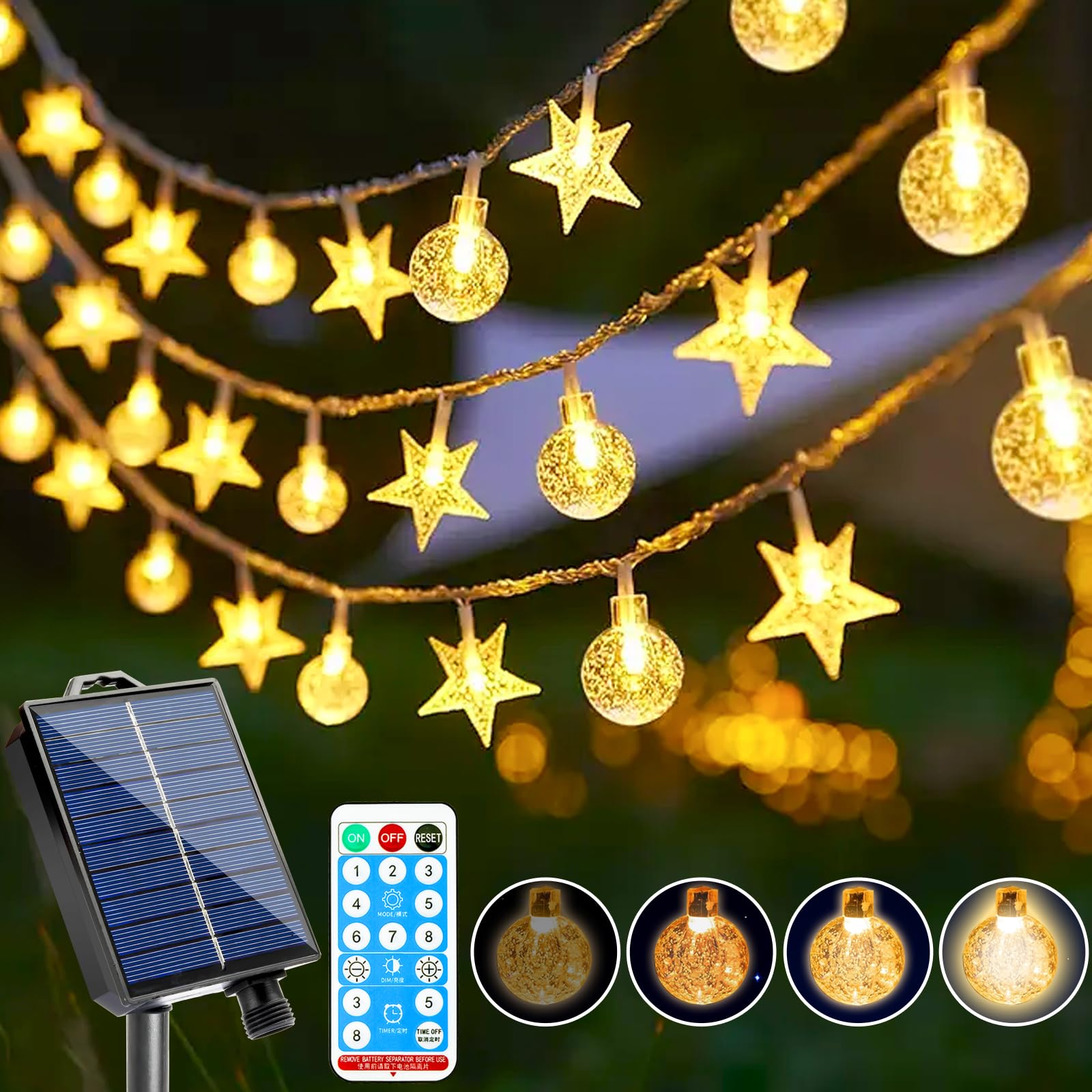 COZII Solar Lichterkette Outdoor, 18M 100 LED Lichterkette Außen Solar IP65 Wasserdicht, 8 Modi Solar Lichterkette Aussen Wetterfest für Balkon, Garten, Hochzeit, Partys, Bäume