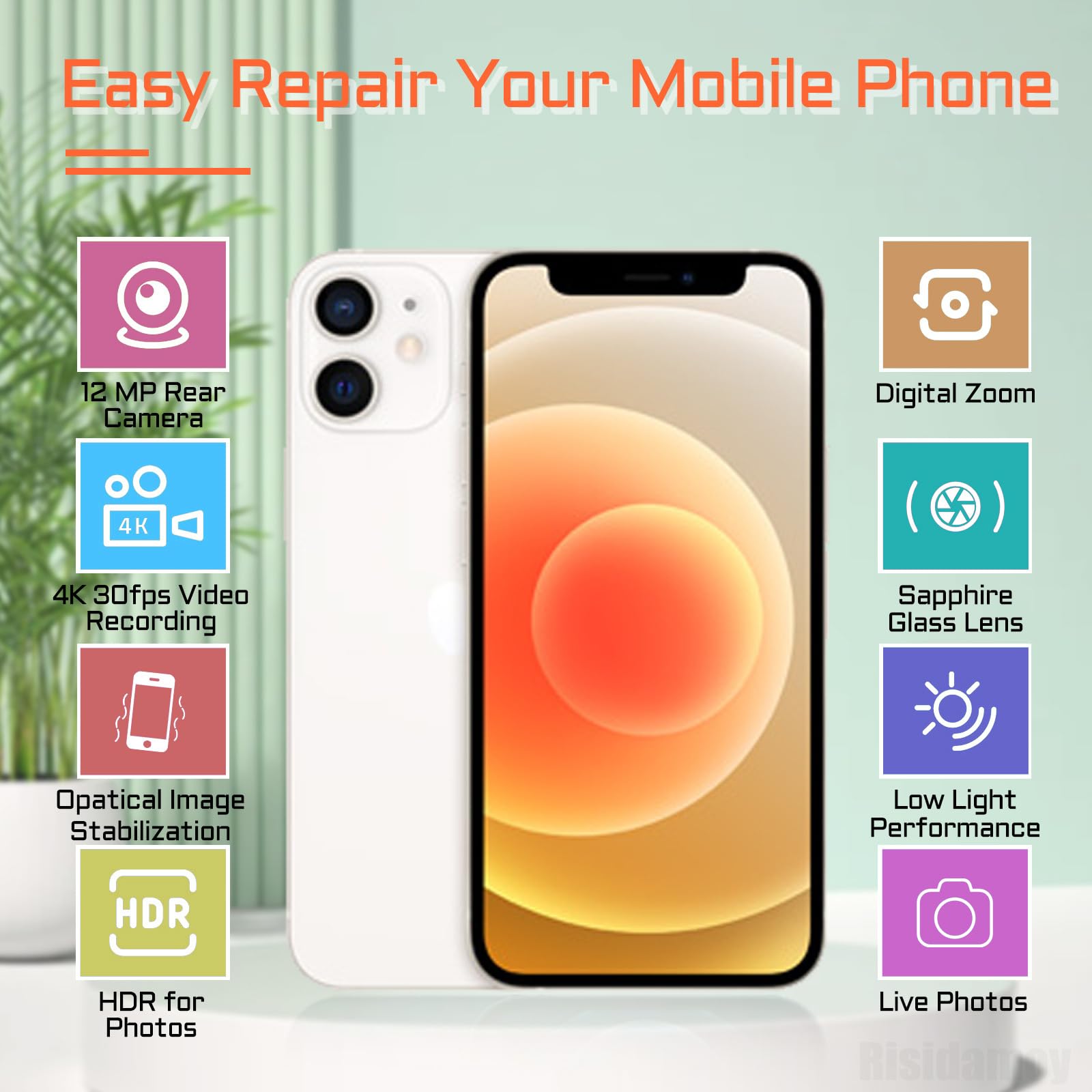 Amazon.com: Risidamoy for iPhone 12 MINI OEM Main Rear Back 12MP