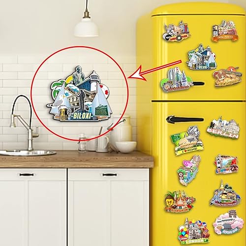 Miniatura 4 de Biloxi Mississippi USA - Imán de madera para nevera, 3D, monumentos de viaje, coleccionables, recuerdos, decoración hecha a mano, 2