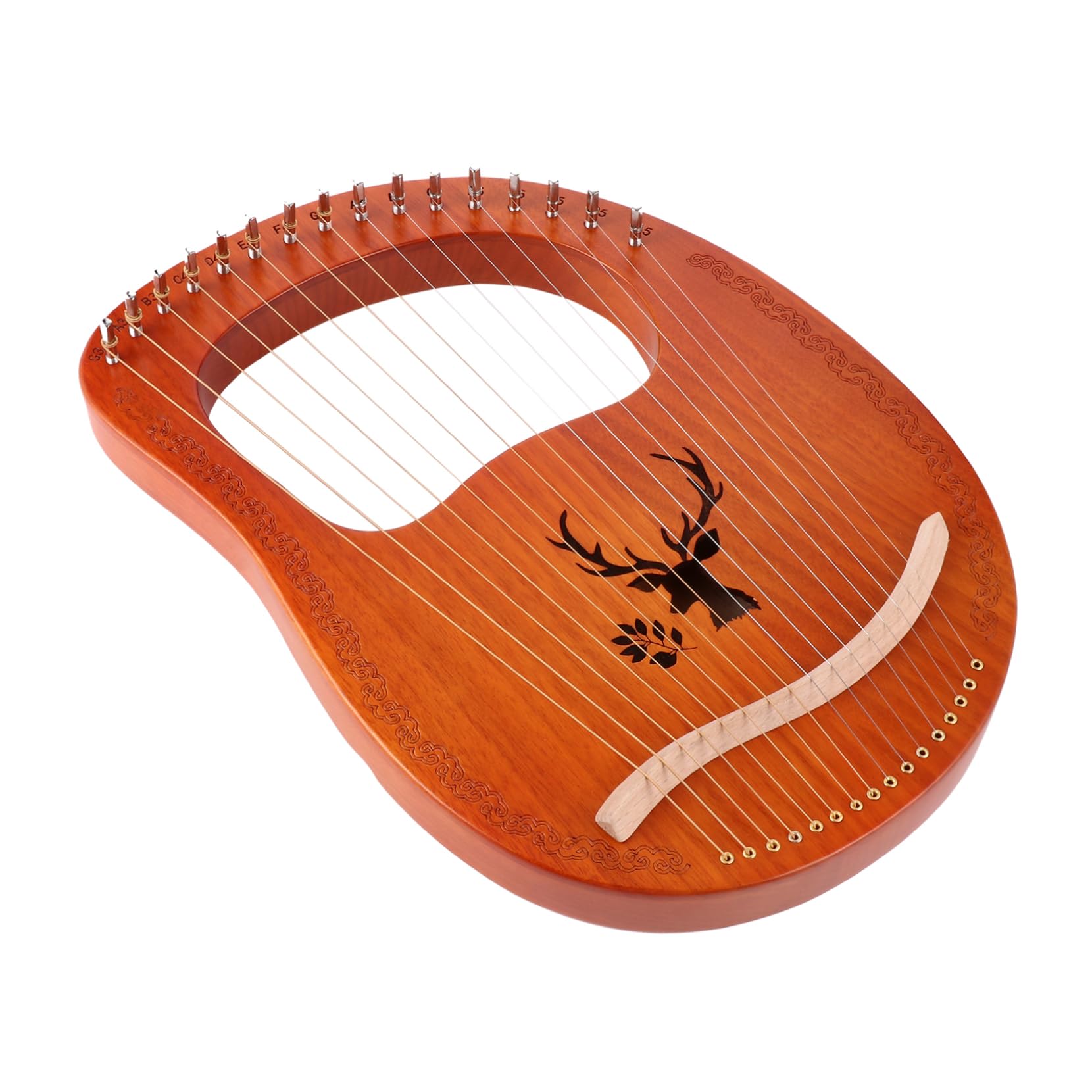 ibasenice Holzharfe mit Saiten Saiteninstrument aus Massivholz Harfe mit Stimmschlüssel Musikinstrument für Anfänger und Fortgeschrittene