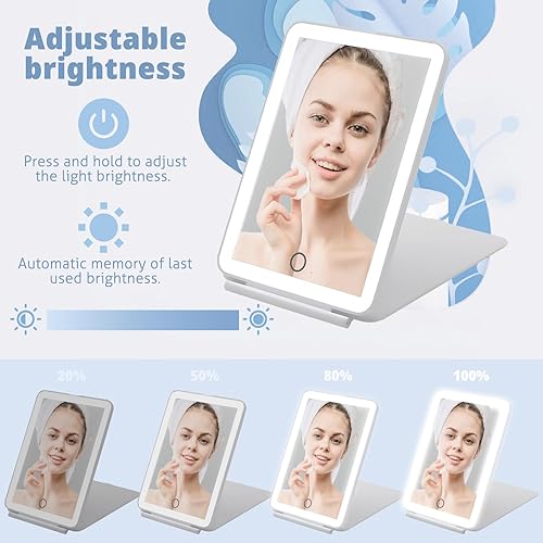 Miniatura 4 de Koolstuffs Espejo de viaje con espejo de aumento 10X, espejo de maquillaje recargable de 2500 mAh con 72 luces LED, 3 modos de luz de colores,