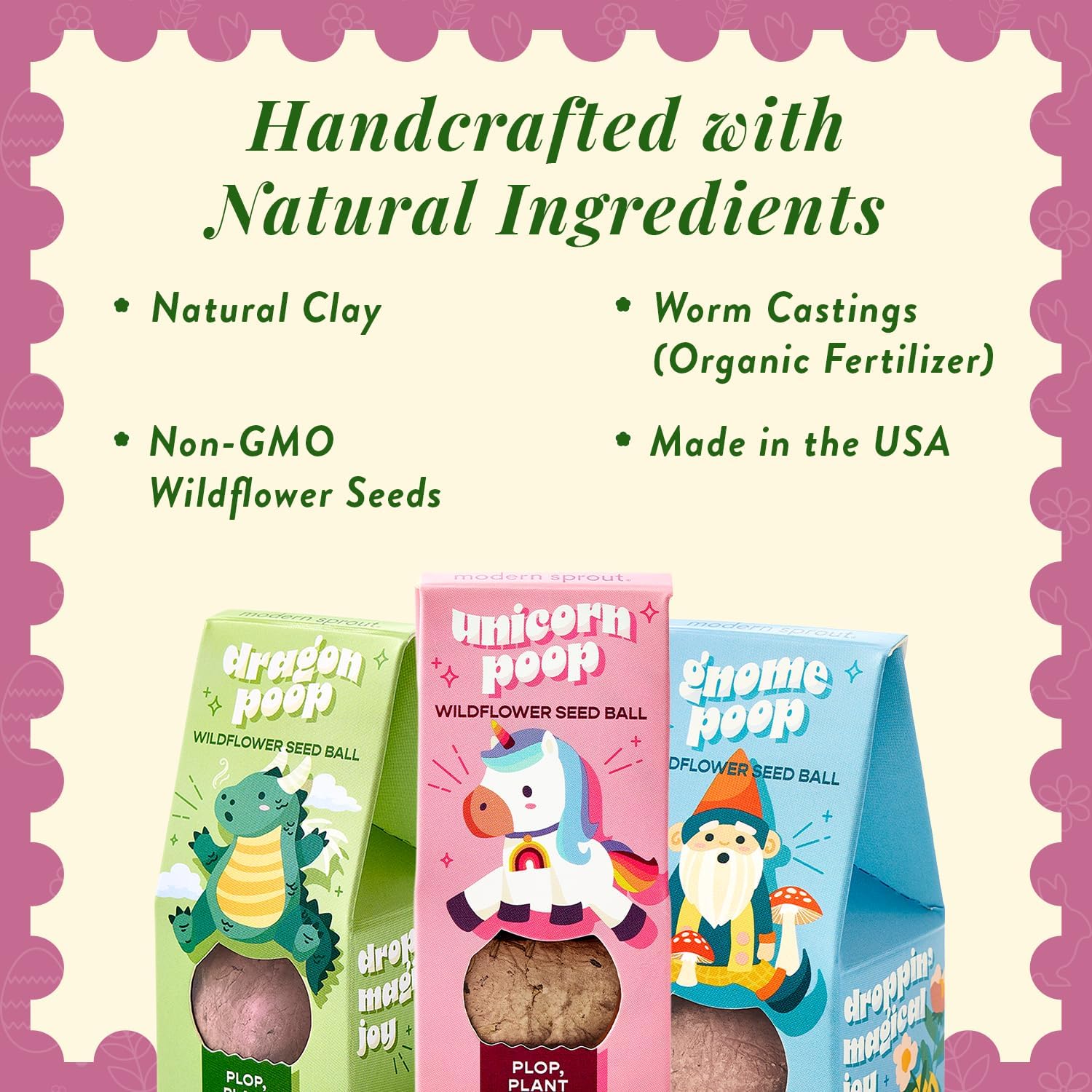 Modern Sprout Wildflower Easter Bundle- Easter Plop, Magical Plop & Bespoke Blooms Seed Ball Kit - Spring Wildflower Garden Gift Set - Easter Basket Essential Seed Ball Kit for Adults, Teens & Kids