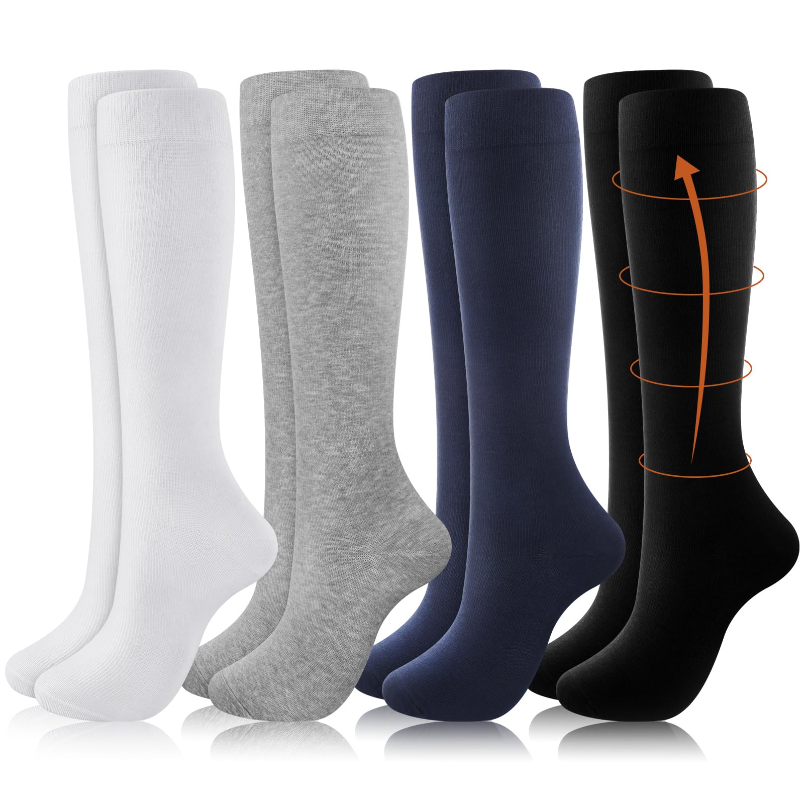 Tisancy 4 Pairs Cotton Compression Socks for Women Men 20-30mmhg Is Best Support Stocking for Running Hiking Cycling