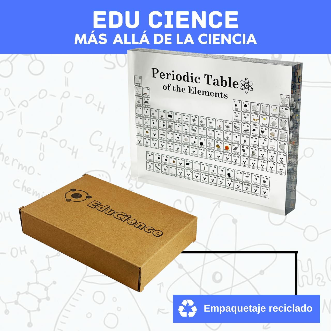 Tavola Periodica con Elementi Reali (40,6 x 30,5 x 7) - Tavola Acrilica Moderna in Resina con 118 Elementi - Poster 3D in Metacrilato Educativo - Regalo di Chimica per Studenti, Insegnanti, Classi