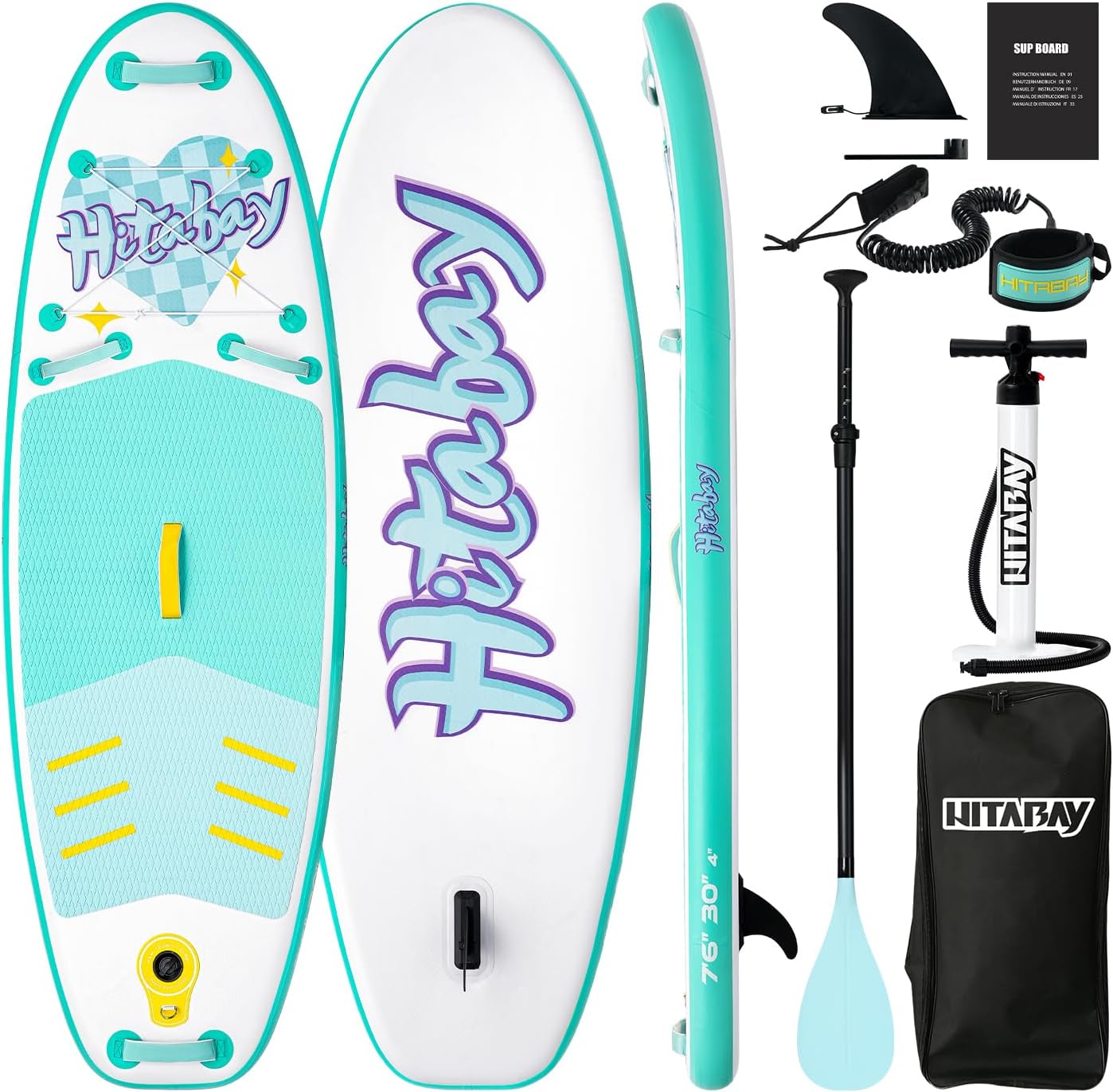 Kids Paddle Board with SUP Accessories, Child Paddle Board Durable, Lightweight, Stable Design, Wide Non-Slip Deck, 7.6ft Inflatable Paddle Boards for Kids & Youth