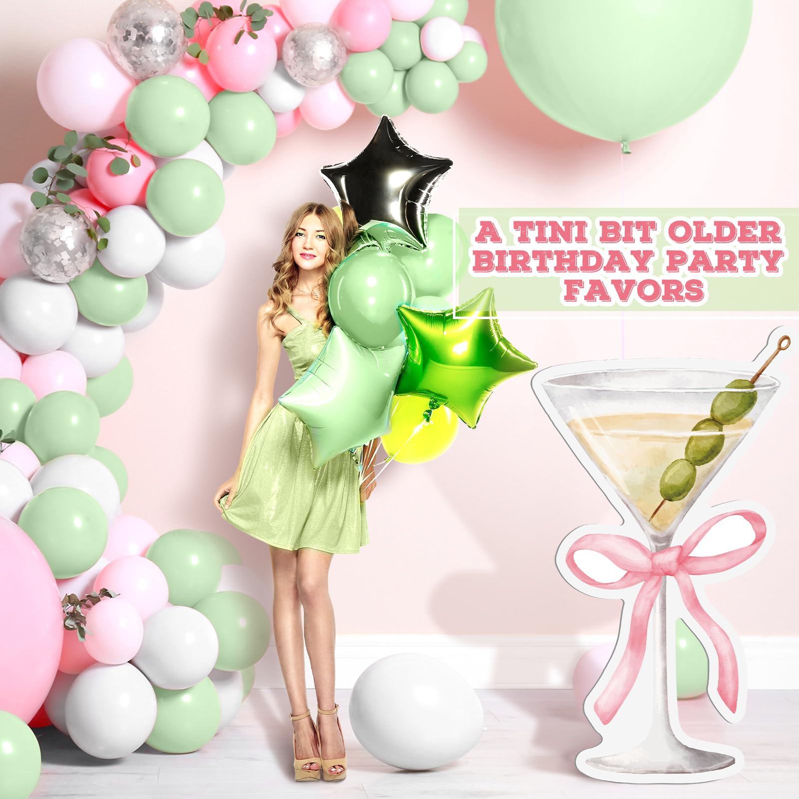 Colingmill 4ft A Tini Bit Older Birthday Decorations Espresso Martini Party Backdrop Birthday Party Background Decor for Women Bar Bachelorette Bridal Shower Supplies (A Tini Bit Older, Light Pink)