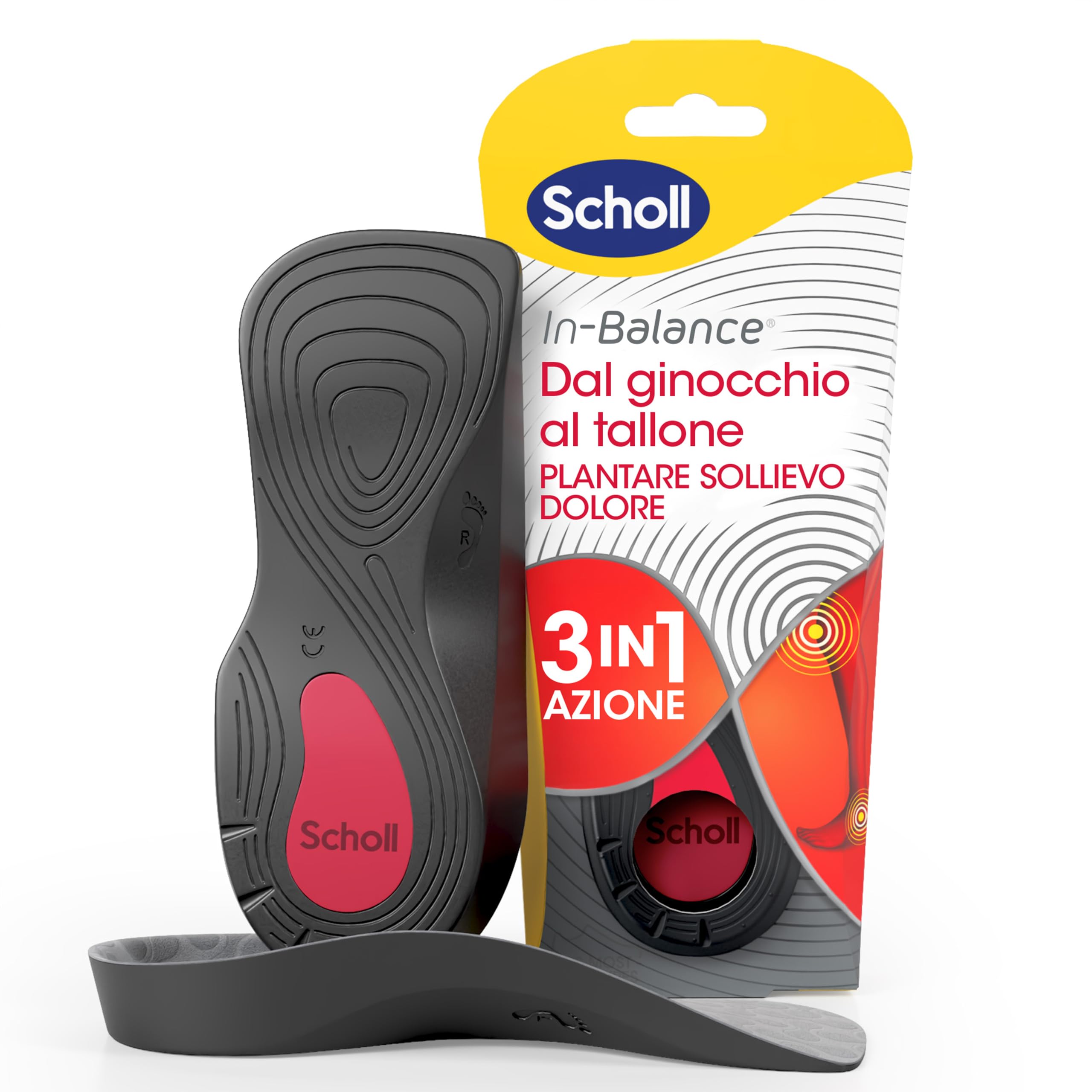 Scholl Plantari In-Balance Sollievo Dolore – Everyday dal Ginocchio al Tallone, Taglia L (42.5-45), Per tutti i tipi di scarpe