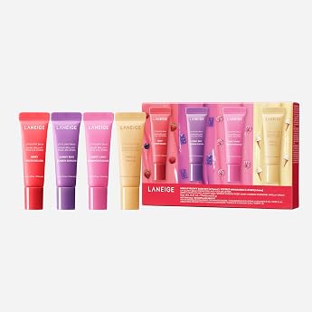 LANEIGE Mini Lip Glowy Balm Set - Moisturizing and Shiny Lip Balm in 4 flavors