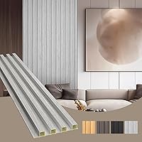 Vista 1 de OUZUGIE WPC Paneles de Pared de Listones Acústicos, Paquete de 8 de 96 x 6 Pulgadas Paneles de Pared 3D para Decoración de Pared Interior, Sala