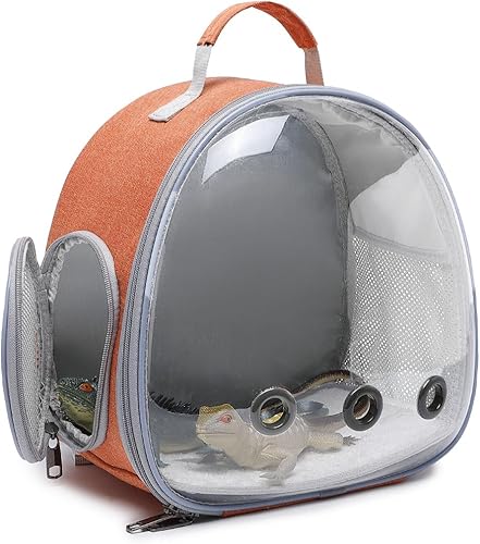 Miniatura 7 de Mochila portadora de animales pequeños Cápsula espacial Bubble Window Carrier Mochila para conejillo de indias lagarto (verde)