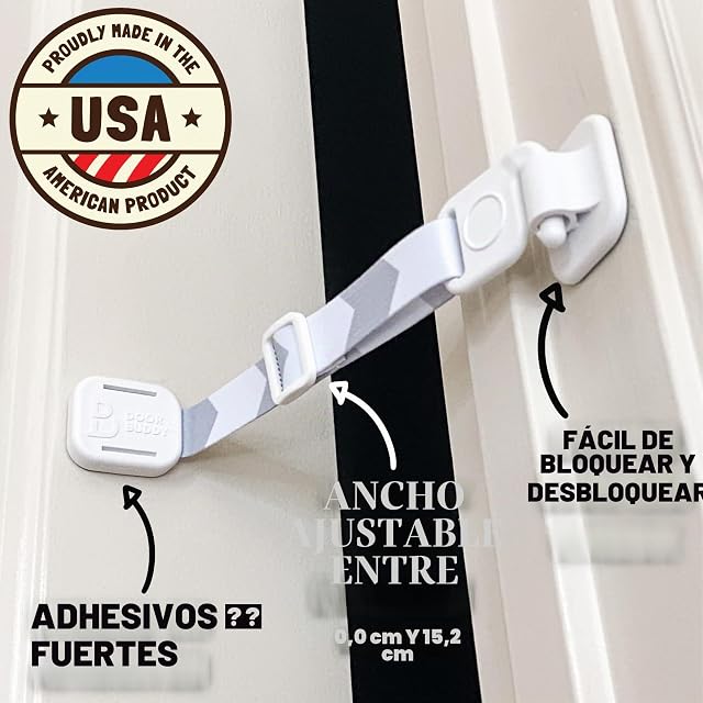 Foto 4 de 7 de Door Buddy - Bloqueo de Seguridad para Puerta a Prueba de Perros. Cierre Pestillo y Correa Ajustable…