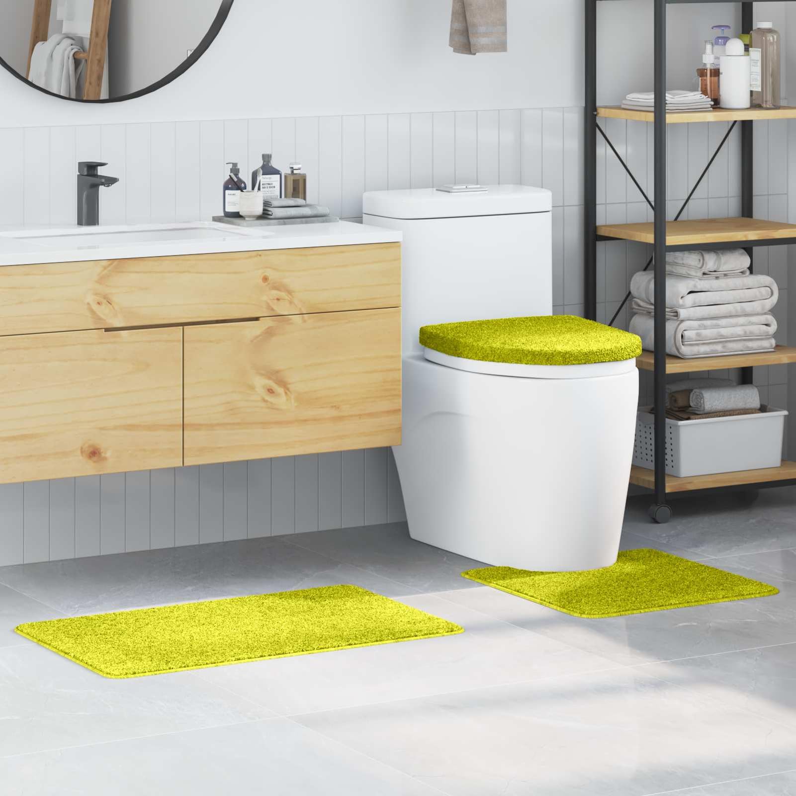 Set di tappetini Antiscivolo per Il Bagno 3 PCS Verde PP
