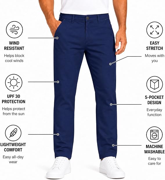 Spyder Mens Work Pants - Stretch Lightweight UPF 30 Workwear Pockets