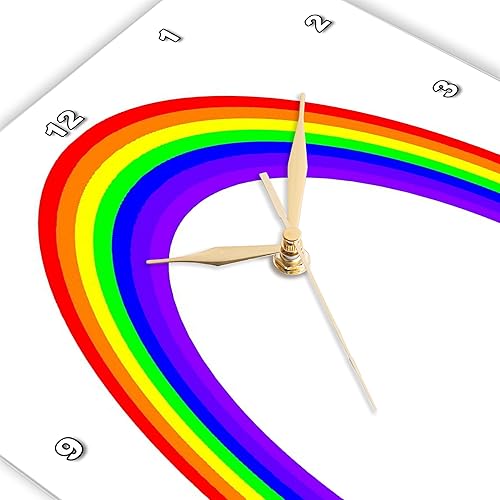 Miniatura 3 de 3dRose Wall Clock Silent - 15 inch - Retro Rainbow Seventies Style Seven Colors - Vector Art - Colorful Rainbow