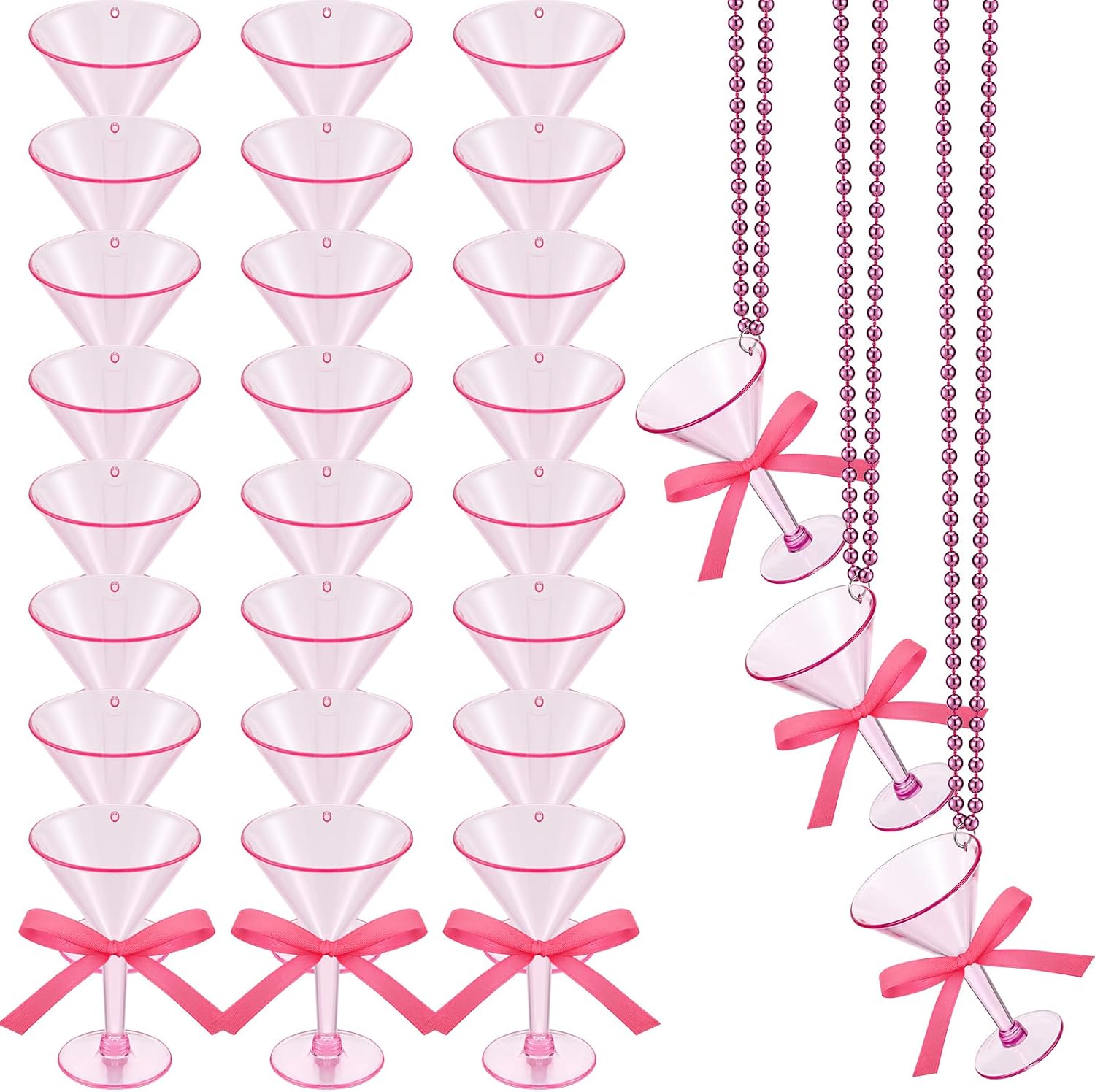 Gemscream 24 Pcs Brown Shot Glass Necklaces Plastic Martini Necklace