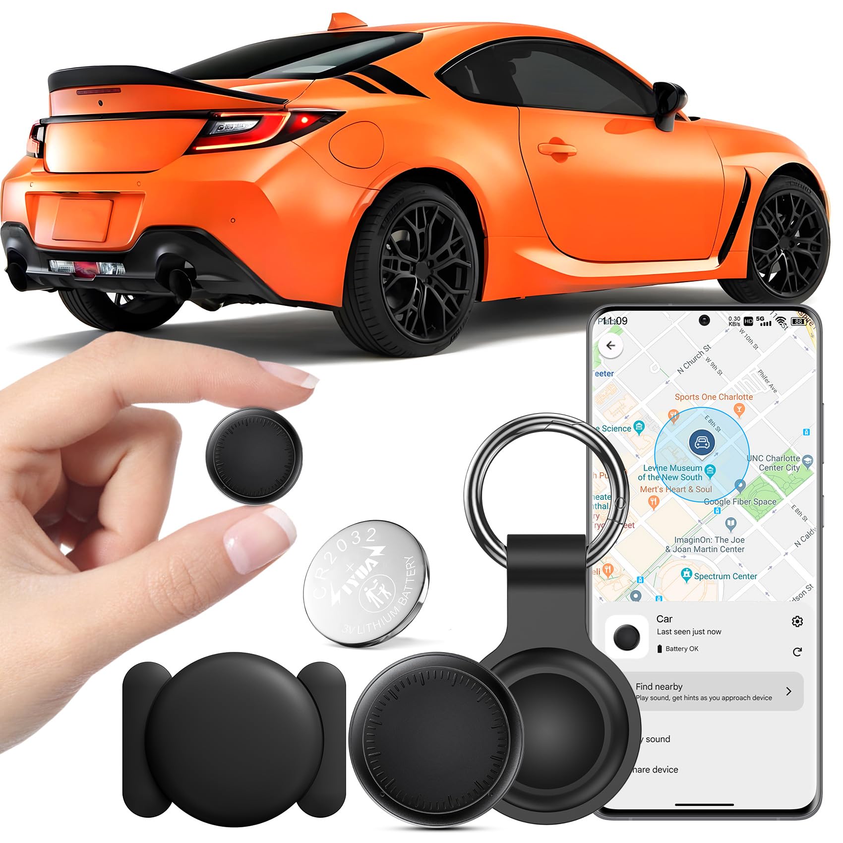 GPS Tracker per Auto, Localizzatore Bluetooth Compatibile per Android senza ABO, Copertura Globale In Tempo Reale Tracciare Magnetico GPS, Air Tracker Android Nascosto per Auto e Moto