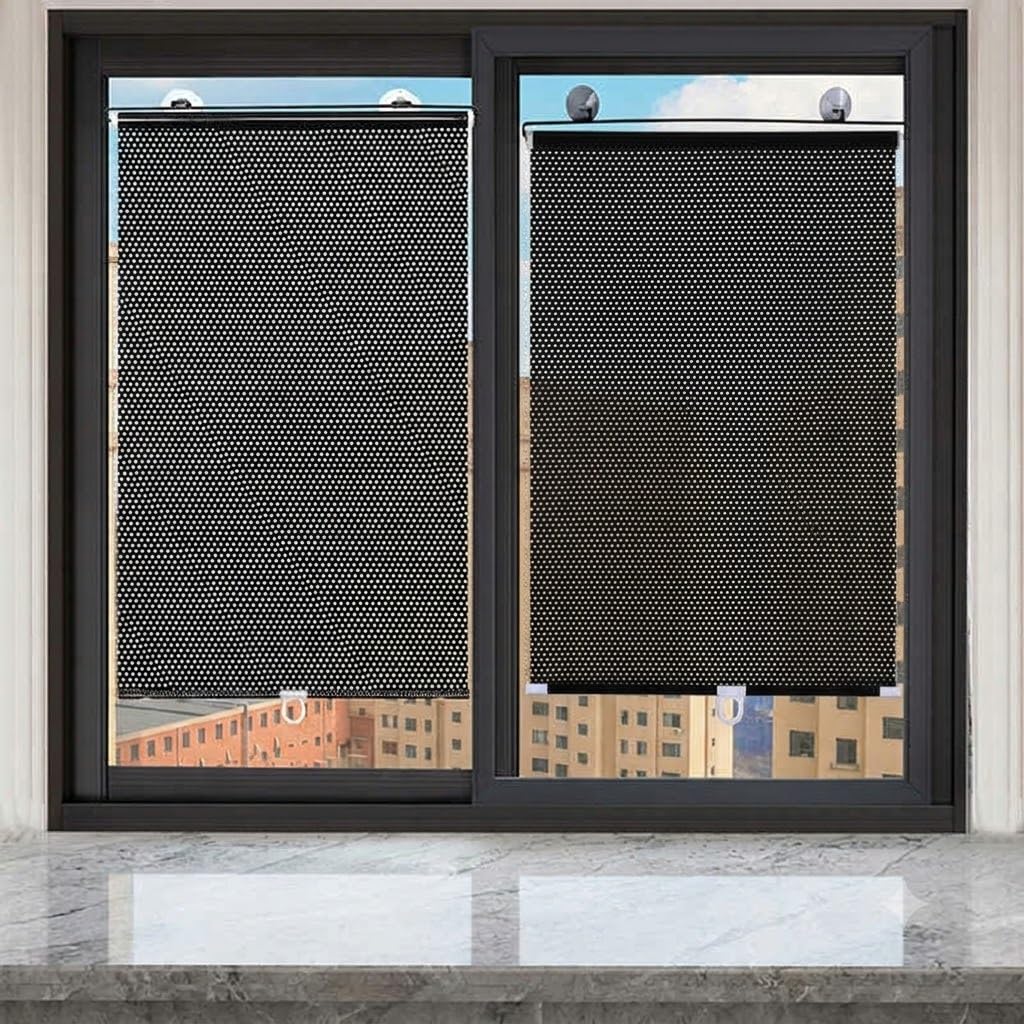 Persianas Enrollables con Ventosas Sin Taladrar, Estor Térmico Opaco,Cortinas Oscurecimiento Apagón Protección UV Aislamiento para Ventana Cocina Baño(75x190cm)