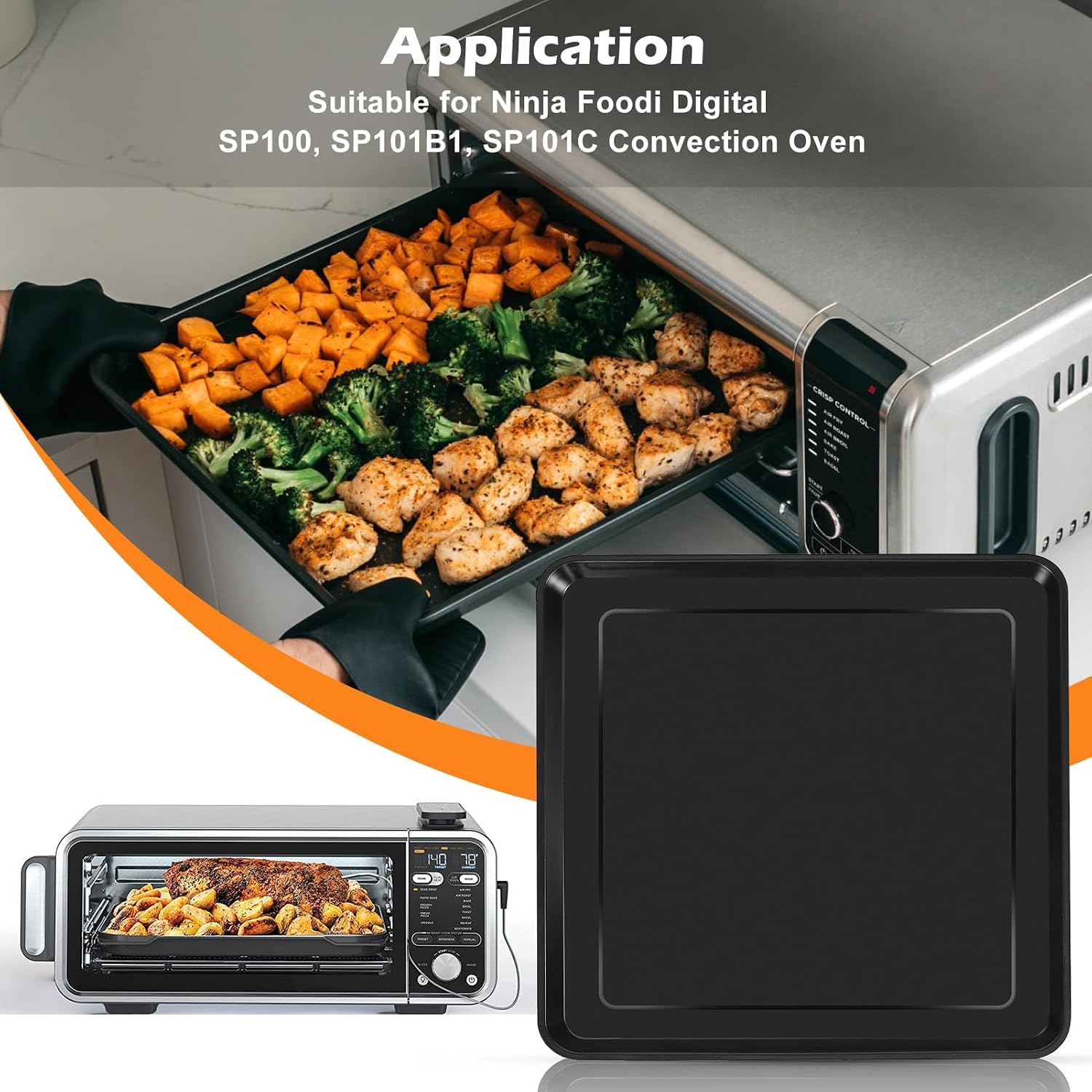 Air Fryer Grill Pan for Ninja Foodi SP101 Digital Air Fryer Countertop Oven, 13 * 13'' Air Fryer Grill Plate Crisper Plate Rack Accessories Replacement Parts Tray for Ninja Foodi SP100 SP101C