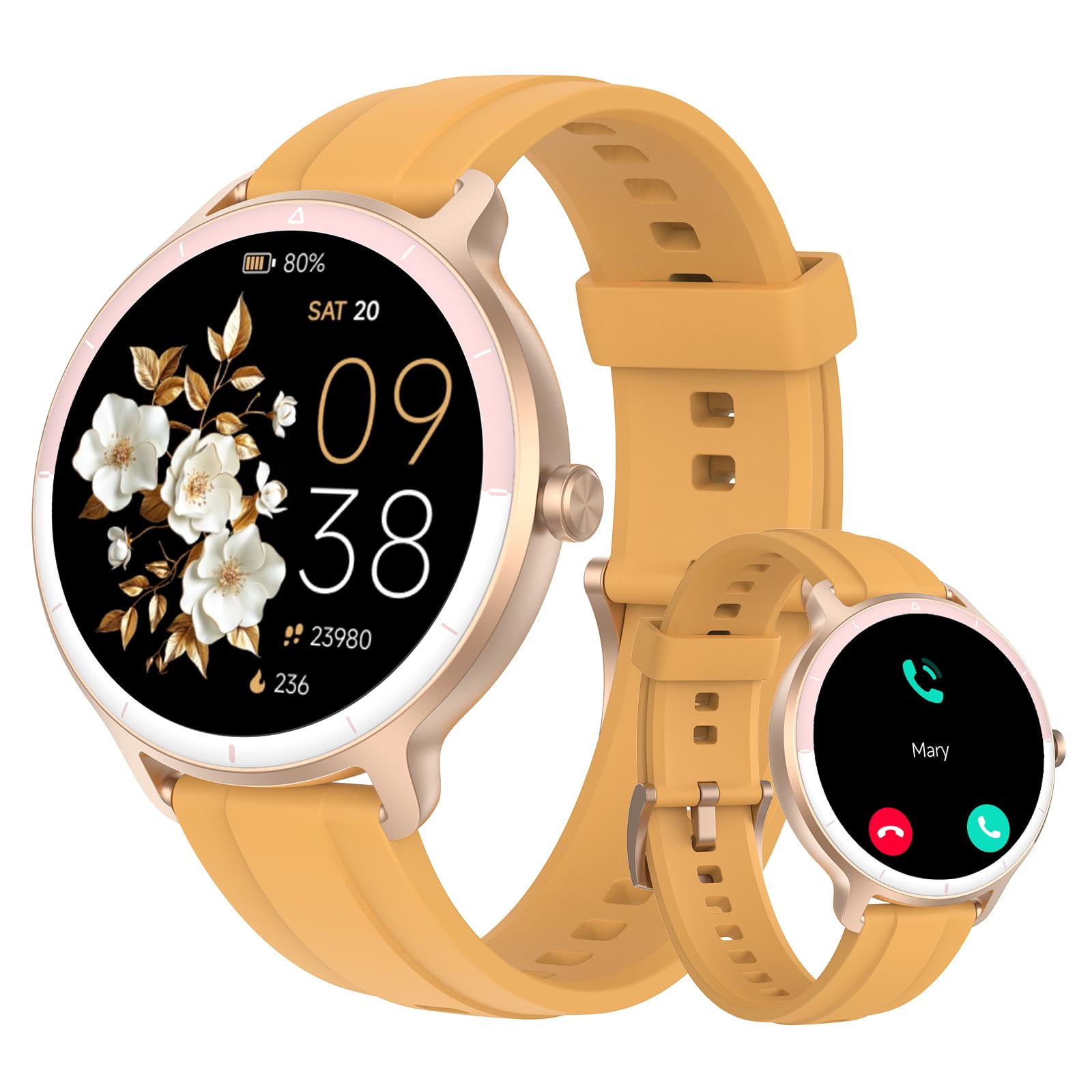 Smart Watch for Men Women(Answer/Make Calls), Smartwatch Built-in AI Voice, 1.27" HD Fitness Tracker with Heart Rate/Sleep/Step/SpO2 Monitor, 100+ Sports Modes, IP68 Waterproof Watch Yellow