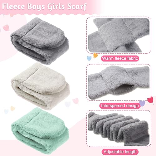Miniatura 3 de Bufanda de forro polar de invierno para niños, bufanda ajustable para niños, bufanda calentador de cuello para niños, 3 piezas