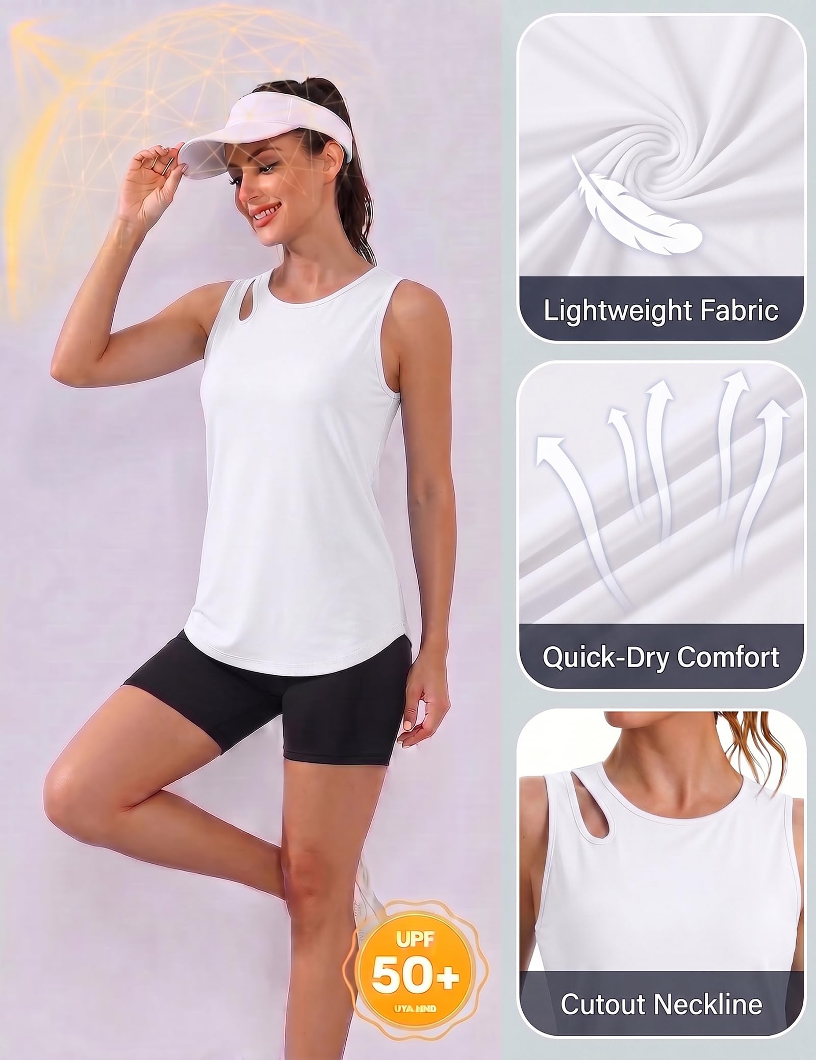 Gyabnw Camiseta Tirantes Mujer Deportiva Cuello Redondo Camiseta sin Mangas Ligero y Transpirable Tops Casuales para Todos los Días Ideal para Ejercicio