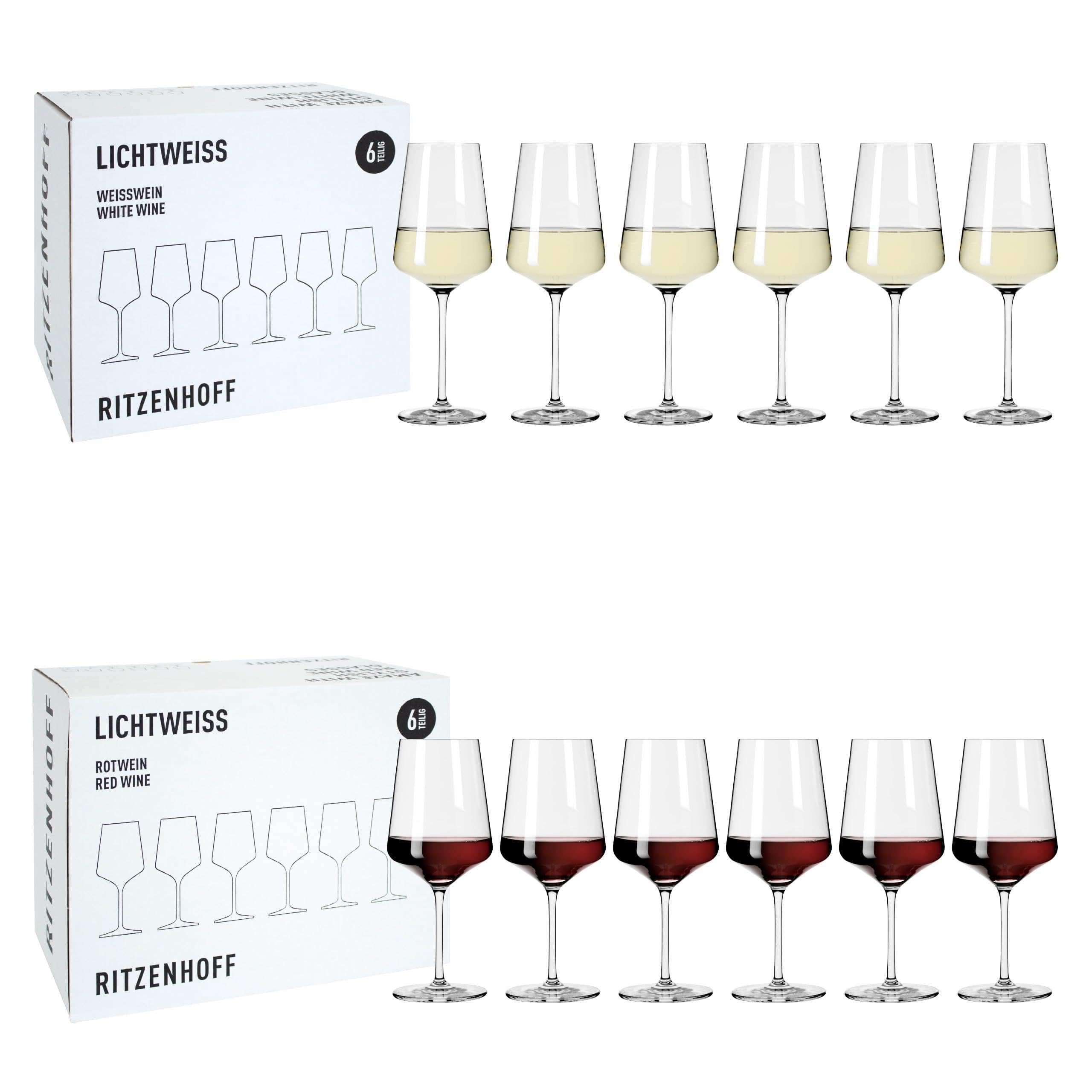 RITZENHOFF 9101103 Weinglas-Set 12-teilig - Lichtweiss - Made in Germany