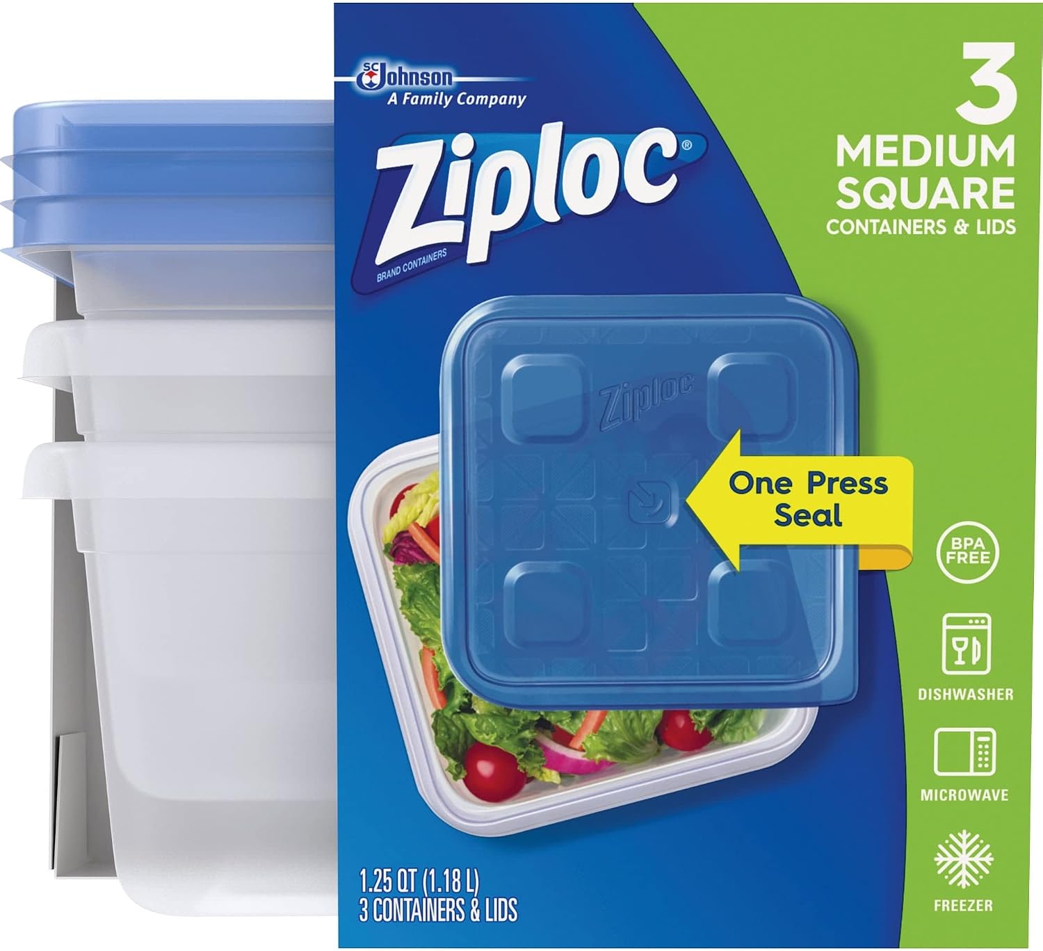 Ziploc® Plastic Food Storage Container Set, Clear, Pack Of 3