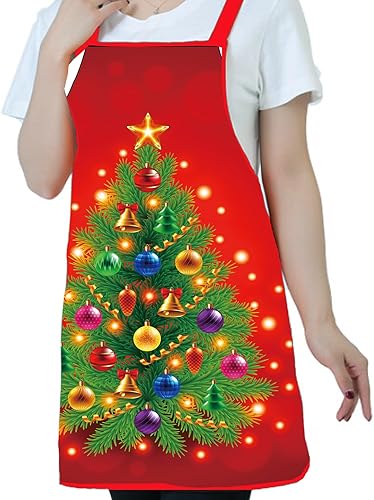 Miniatura 5 de Delantal con babero de Navidad, delantales unisex, ajustable, resistente a las gotas de agua, delantal de cocina para cocinero, delantal de dibujo