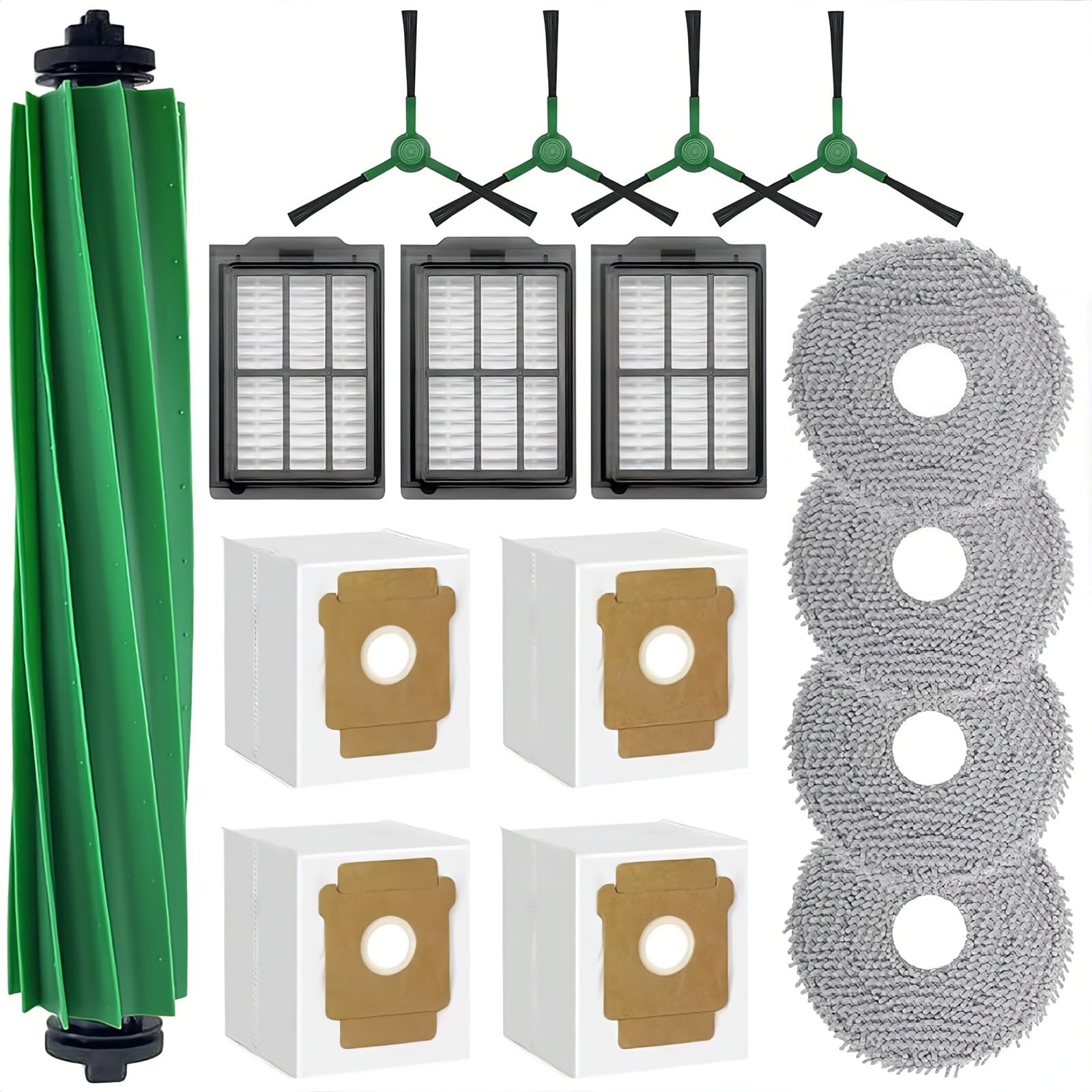 16 Pcs Accessories Kit for iRobot Roomba Plus 505/405 Combo Robot Vacuum, Replacement Parts, Accessories Parts 1 Main Brush, 4 Side Brush, 3 Filter, 4 Mop Cloth, 4 Dust Bag