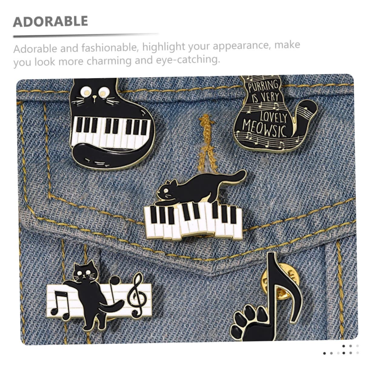Beavorty Corsage Brosche Musik Emaille Anstecknadeln Brosche Anstecknadel Kleidungsbrosche Damen Katzen Klavier Anstecknadel Katzen Anstecknadeln Süße Anstecknadel Katzenbrosche