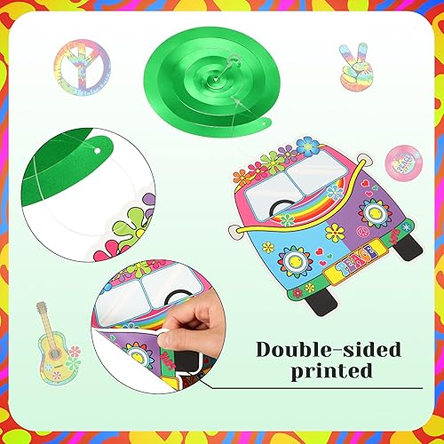 Miniatura 4 de Decoraciones de espirales de papel de aluminio para fiestas temáticas hippie de los años 60, decoración de techo para decoración de techo con