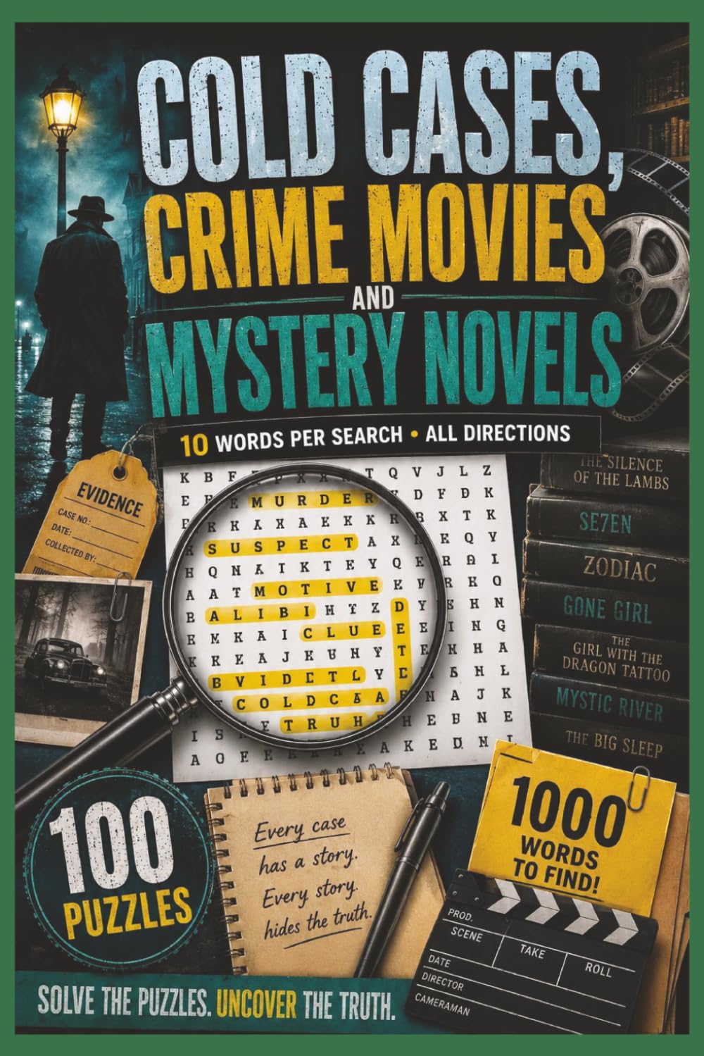 Cold Cases, Crime movies & Mystery Novels: Wordsearch Book | Puzzles activity | Find the Word (Crime wordsearch puzzle books)