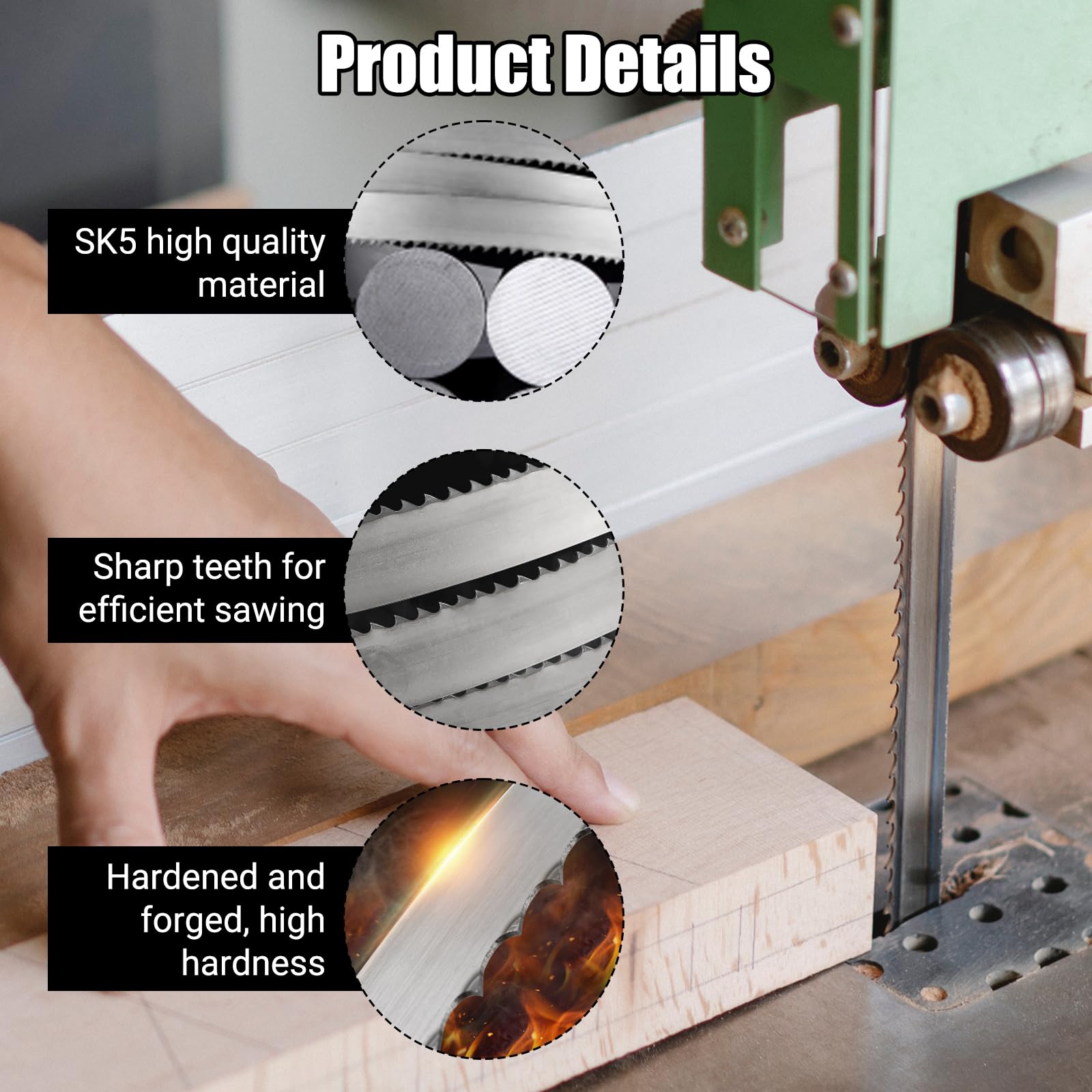 Lama Per Sega A Nastro 1400mm - Acciaio SK5 Per Legno E Carne, 10 Denti