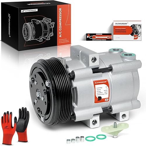A-Premium Compresor de aire acondicionado con embrague compatible con Ford F-150 2002-2003, F-250 F-350 F-450 F-550 Super Duty, 4.6L 5.4L 6.8L