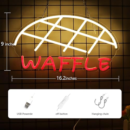 Miniatura 3 de JFLLamp Letreros de neón de gofre para decoración de pared, luces de neón para dormitorio, letreros LED de negocios adecuados para pastelería,