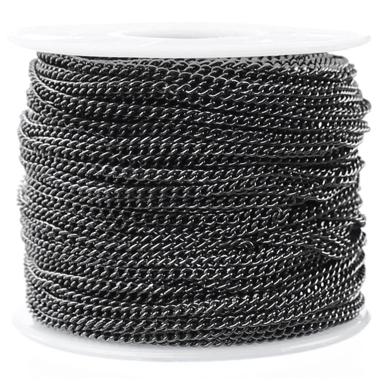 CleverDelights 2.2x3mm Curb Chain - Gunmetal Color - 100 Feet - Bulk Chain